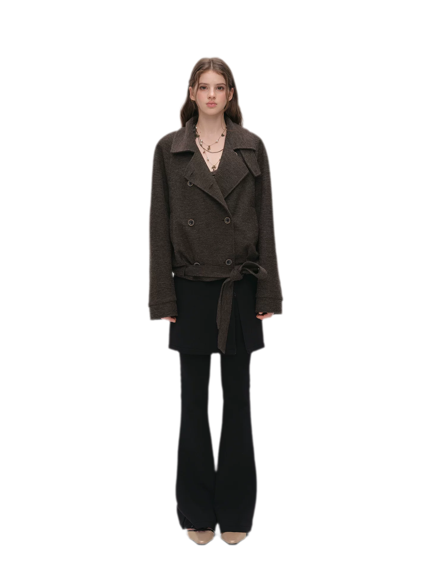 Brushed Wool Blend Short Coat