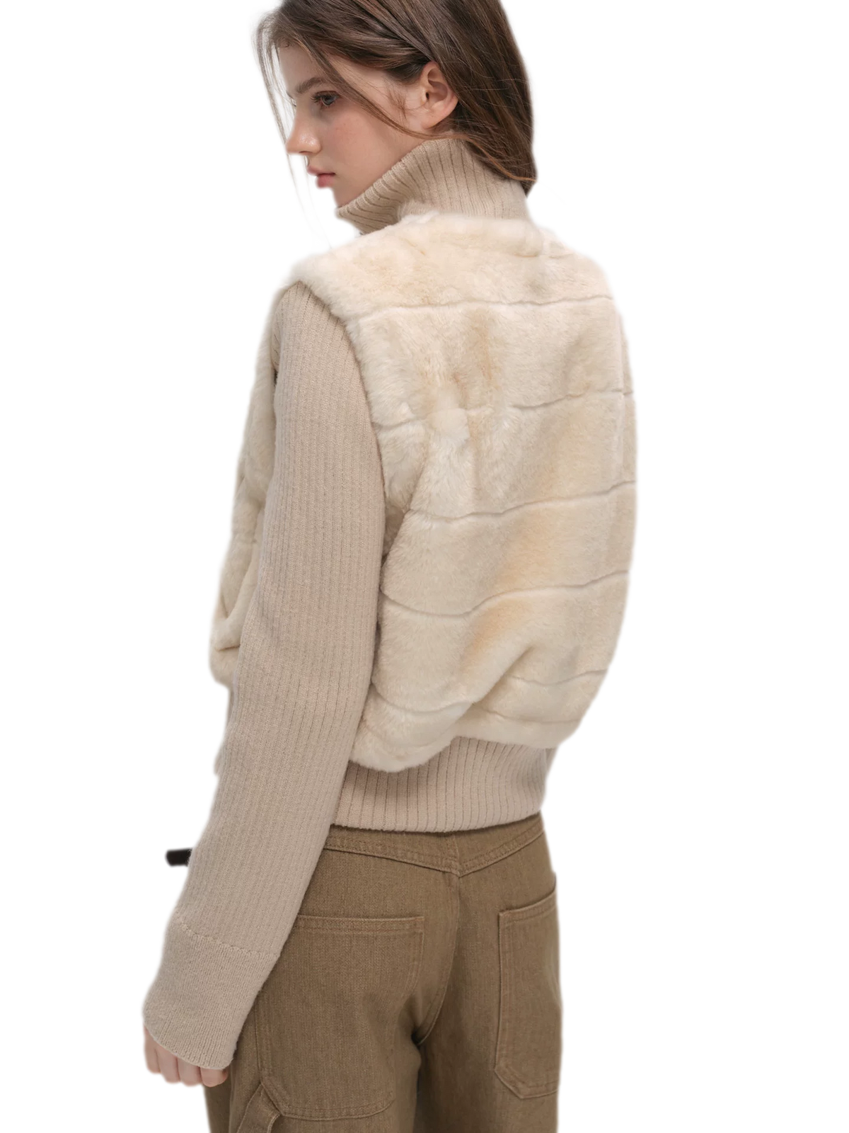Verkürzte Reißverschlussjacke aus Kunstfell