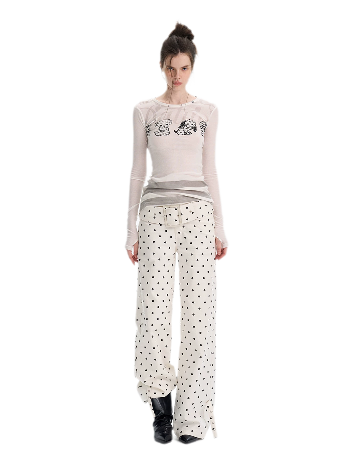 T-shirt stampata slim fit a maniche lunghe