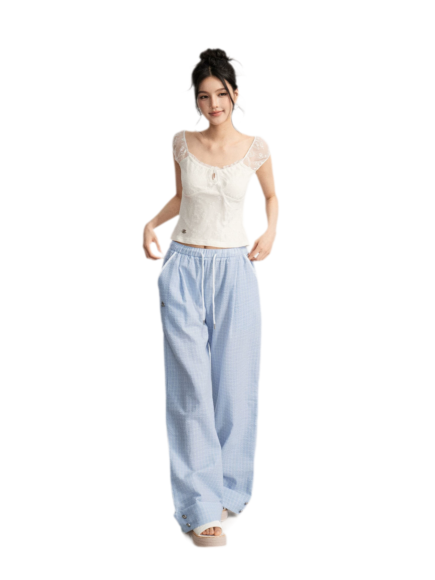 Plaid Wide-Leg Trousers