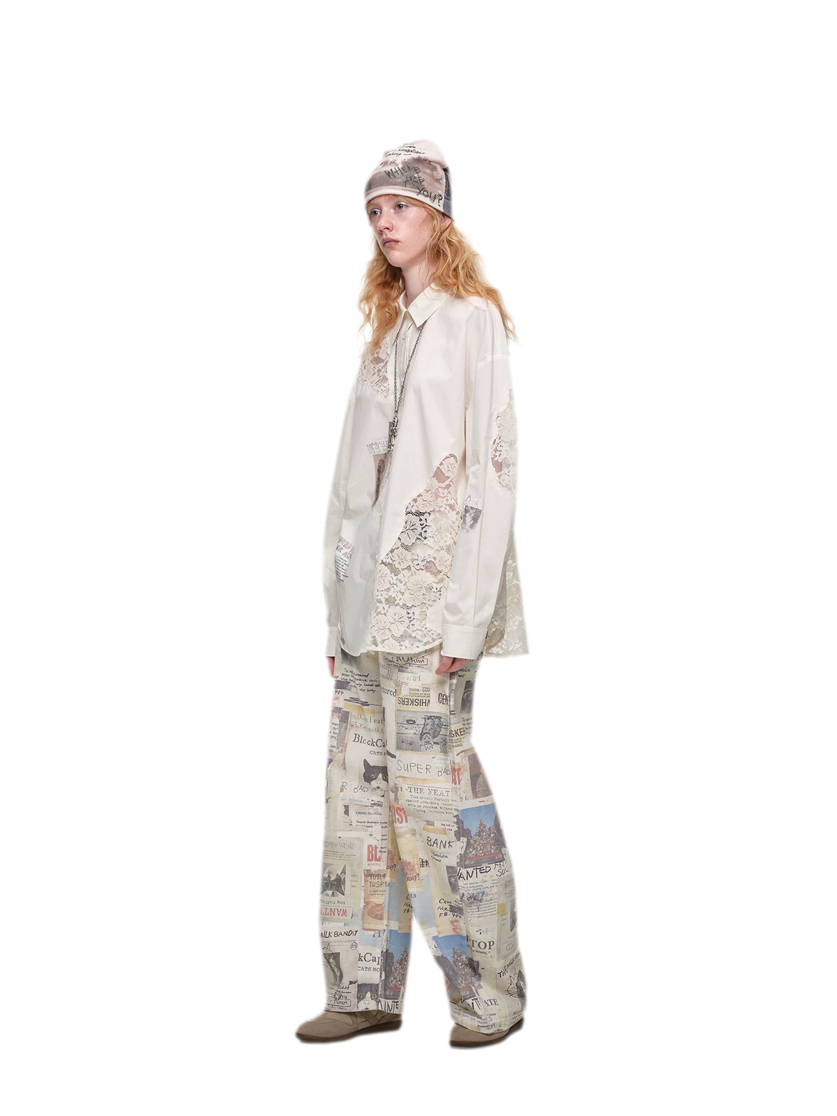 Lace Patchwork Oversized Shirt
