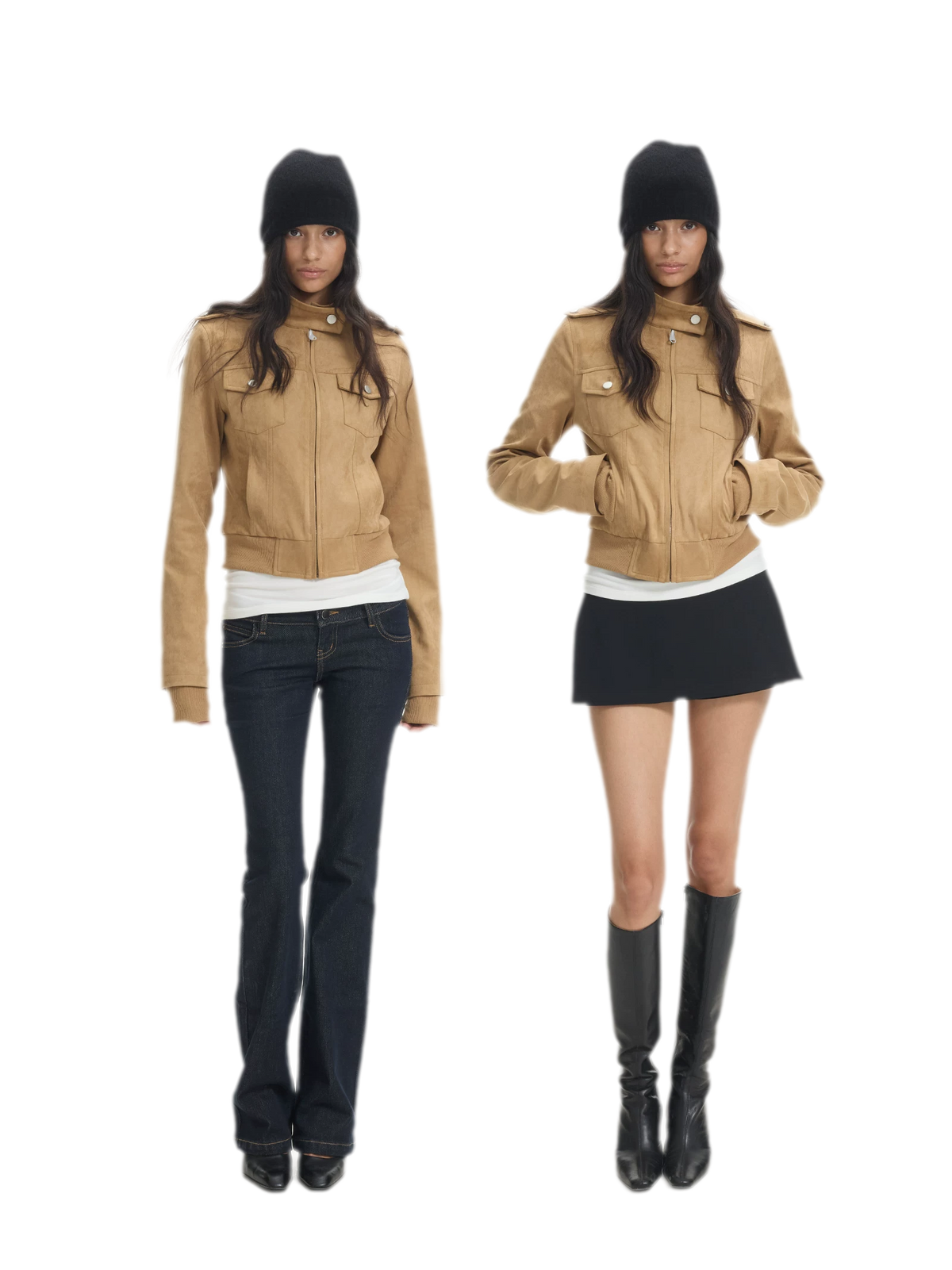 Faux Leather Cropped Utility Jacket