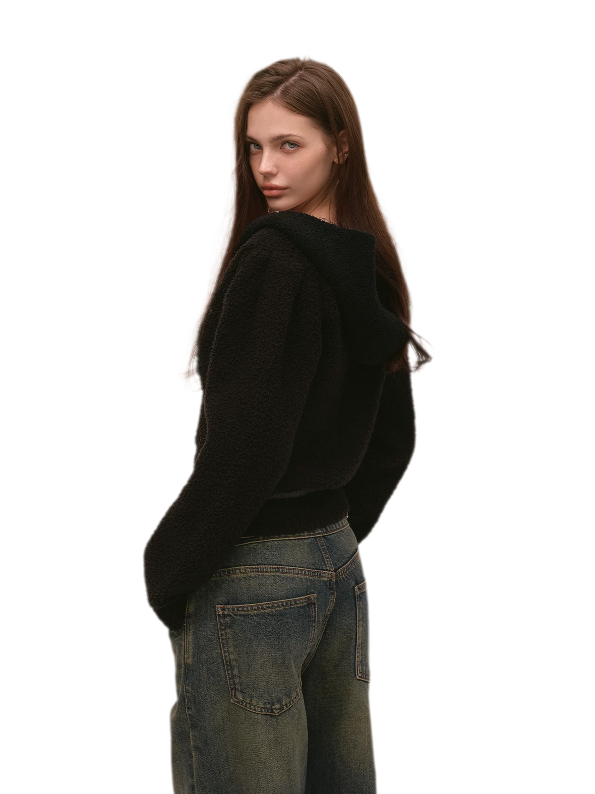 Veste en maille courte à cœur contrastant