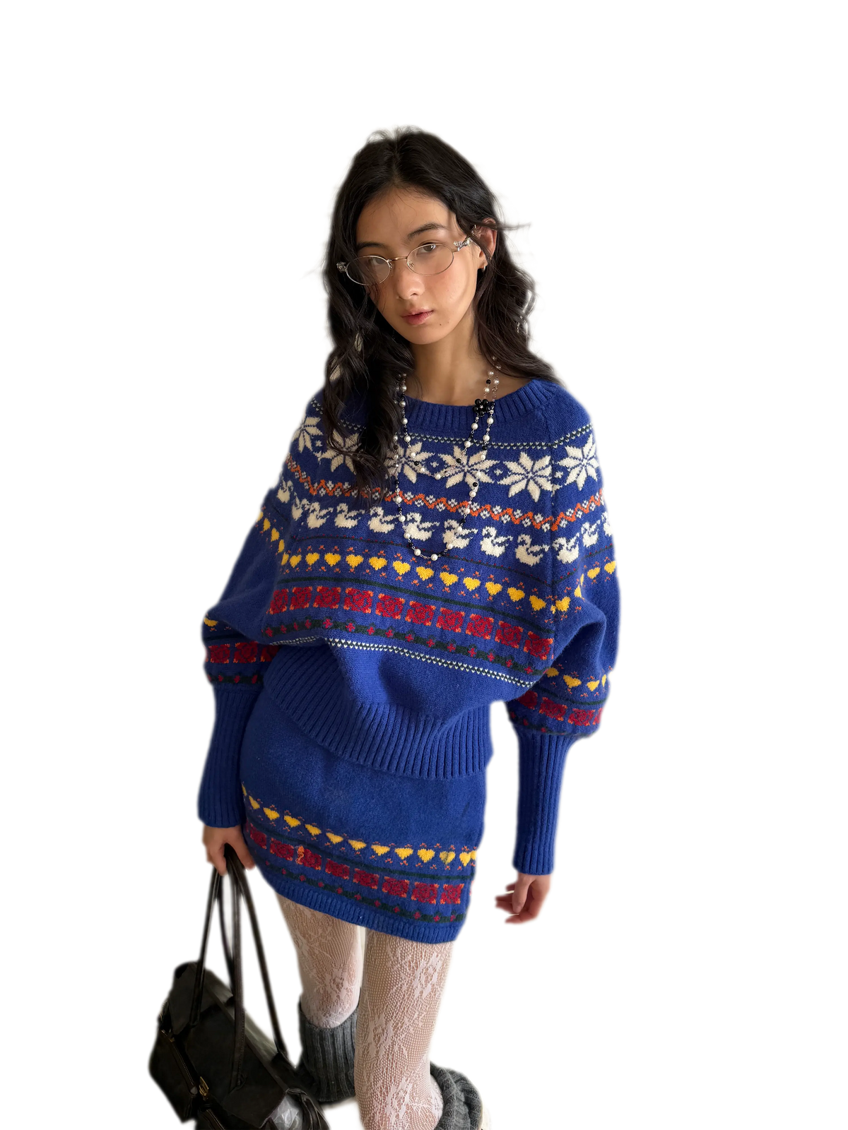 Fair Isle One-Shoulder Set
