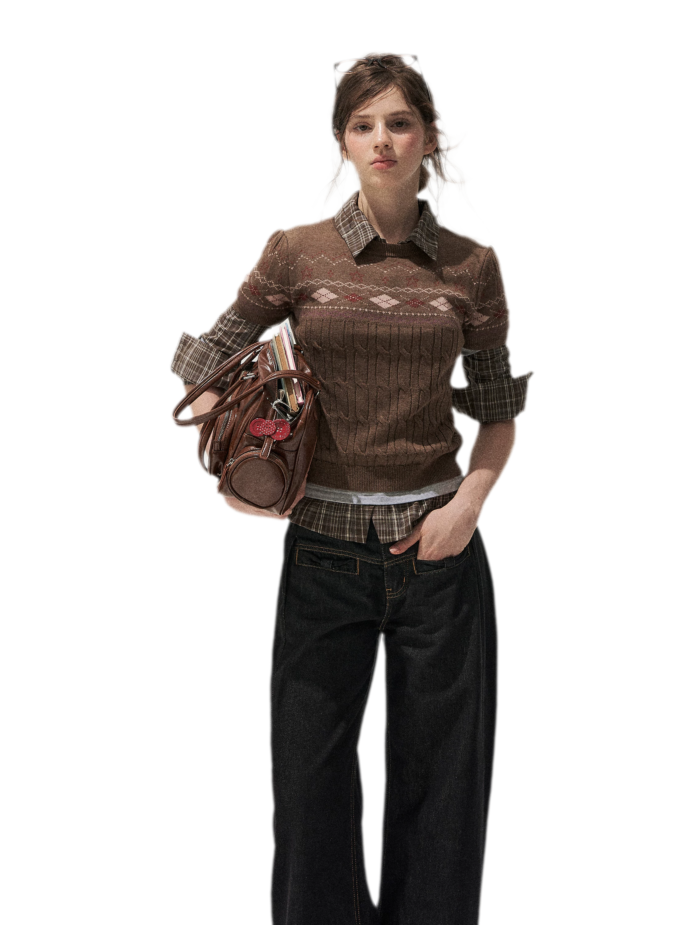 Fair Isle Cropped Knit Sweater