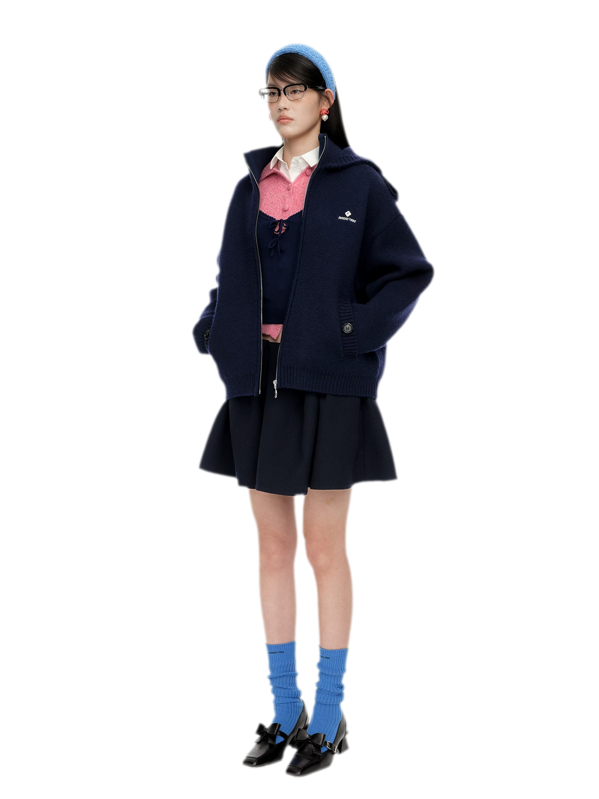 Wool Hooded Zip Knit Jacket
