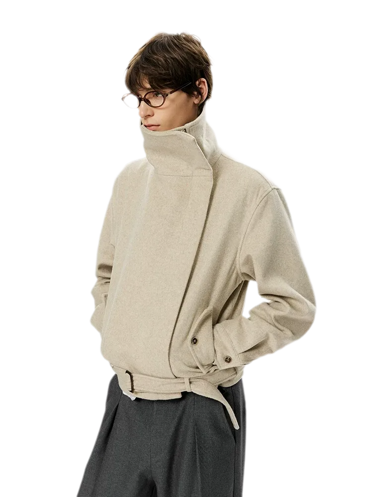 Merino Wool Cropped Belted Jacket