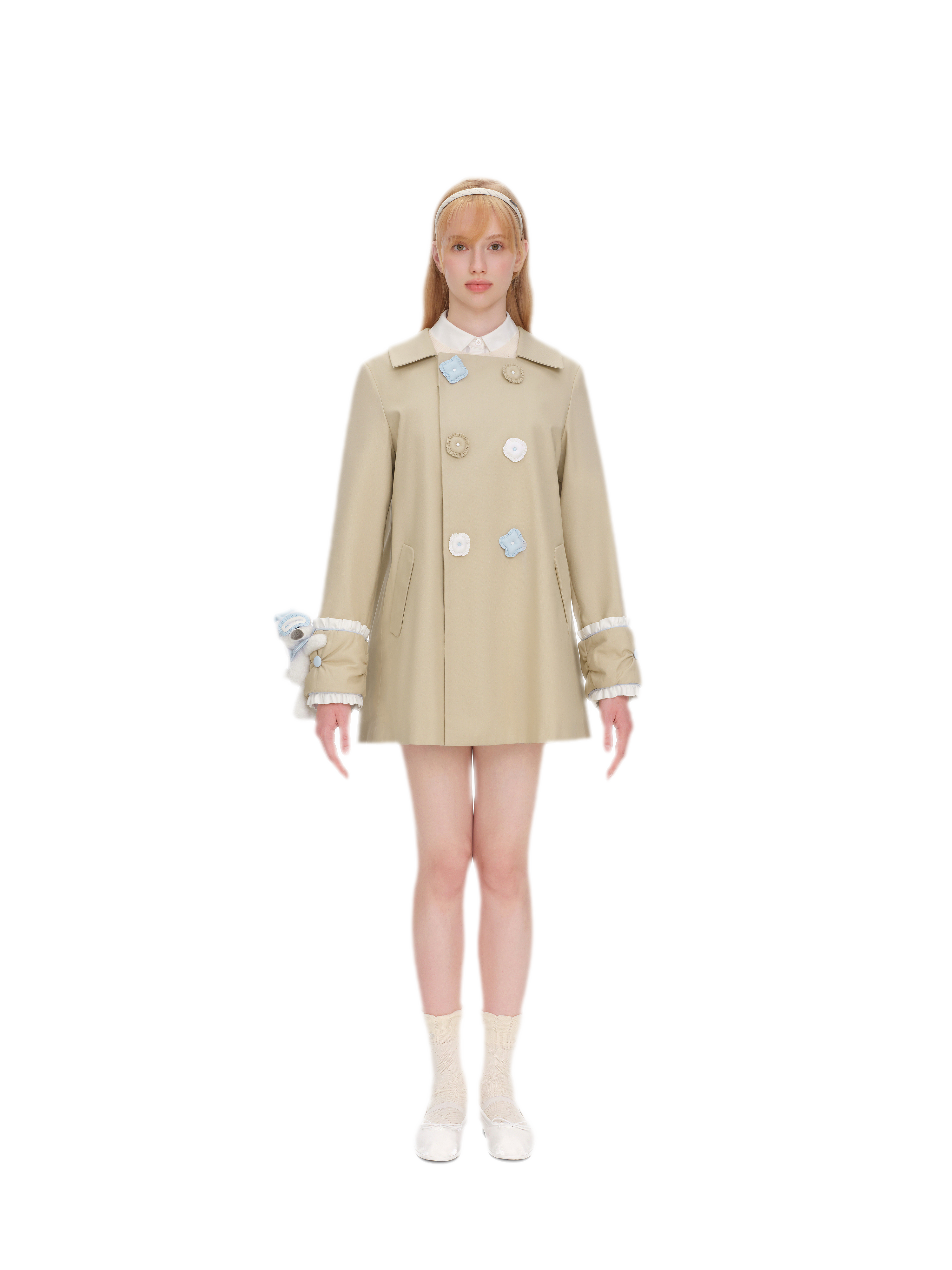 Textured Cotton Double-Breasted Trench Dress