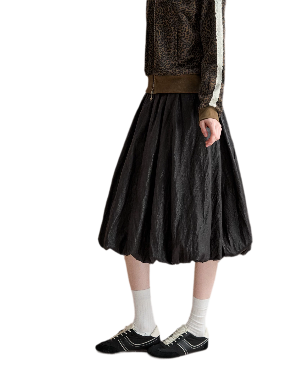 Midi-Rock mit geknitterter Bubble-Textur