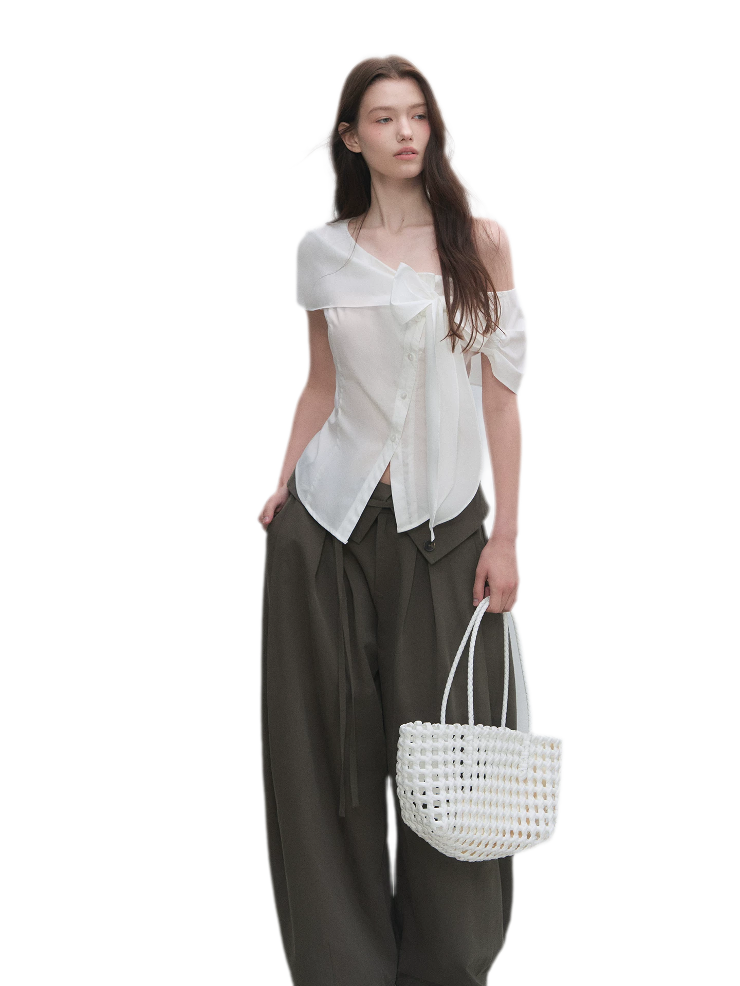 Asymmetric Bow Waist Blouse