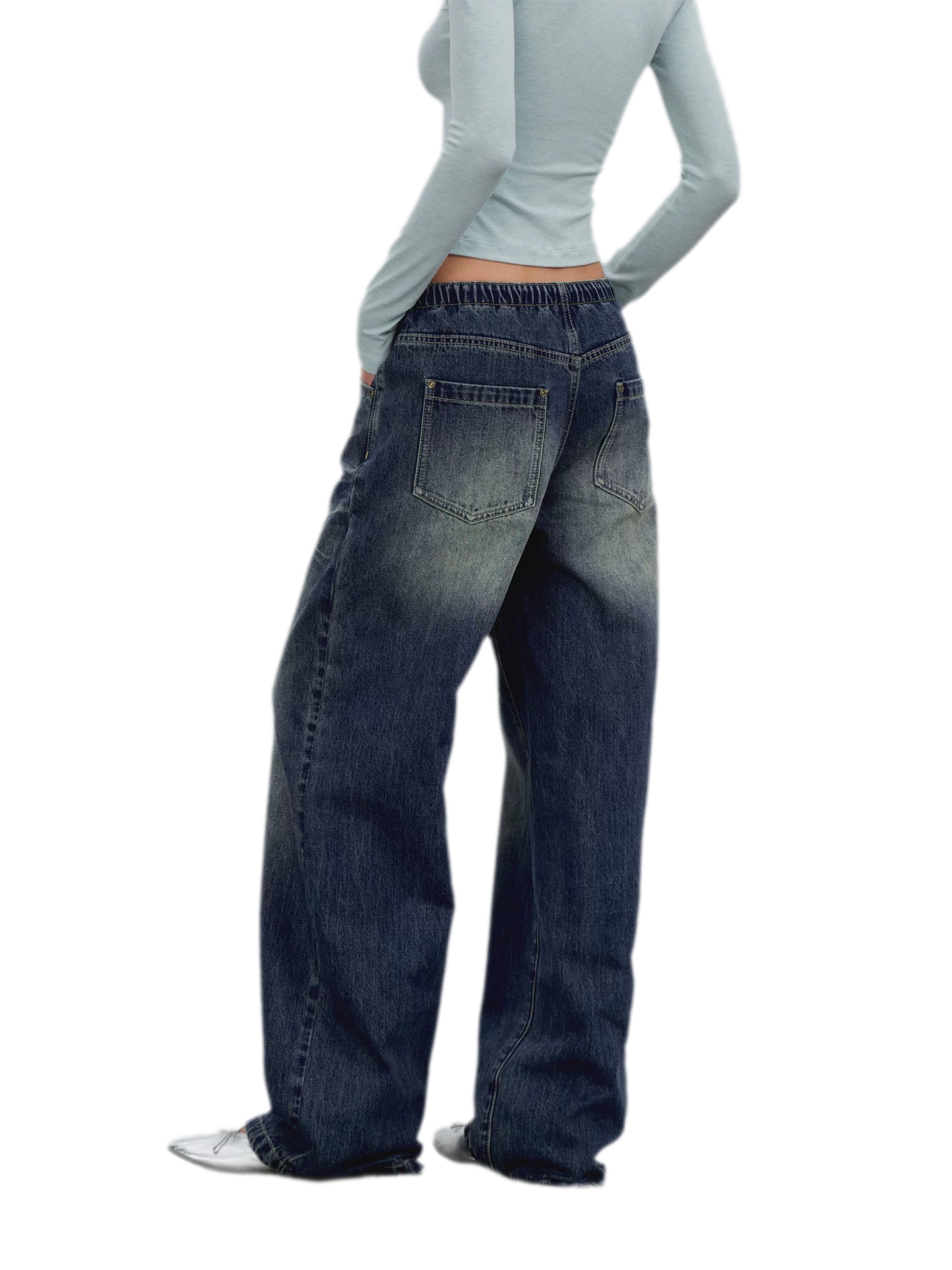 Vintage Wash Wide-Leg Jeans