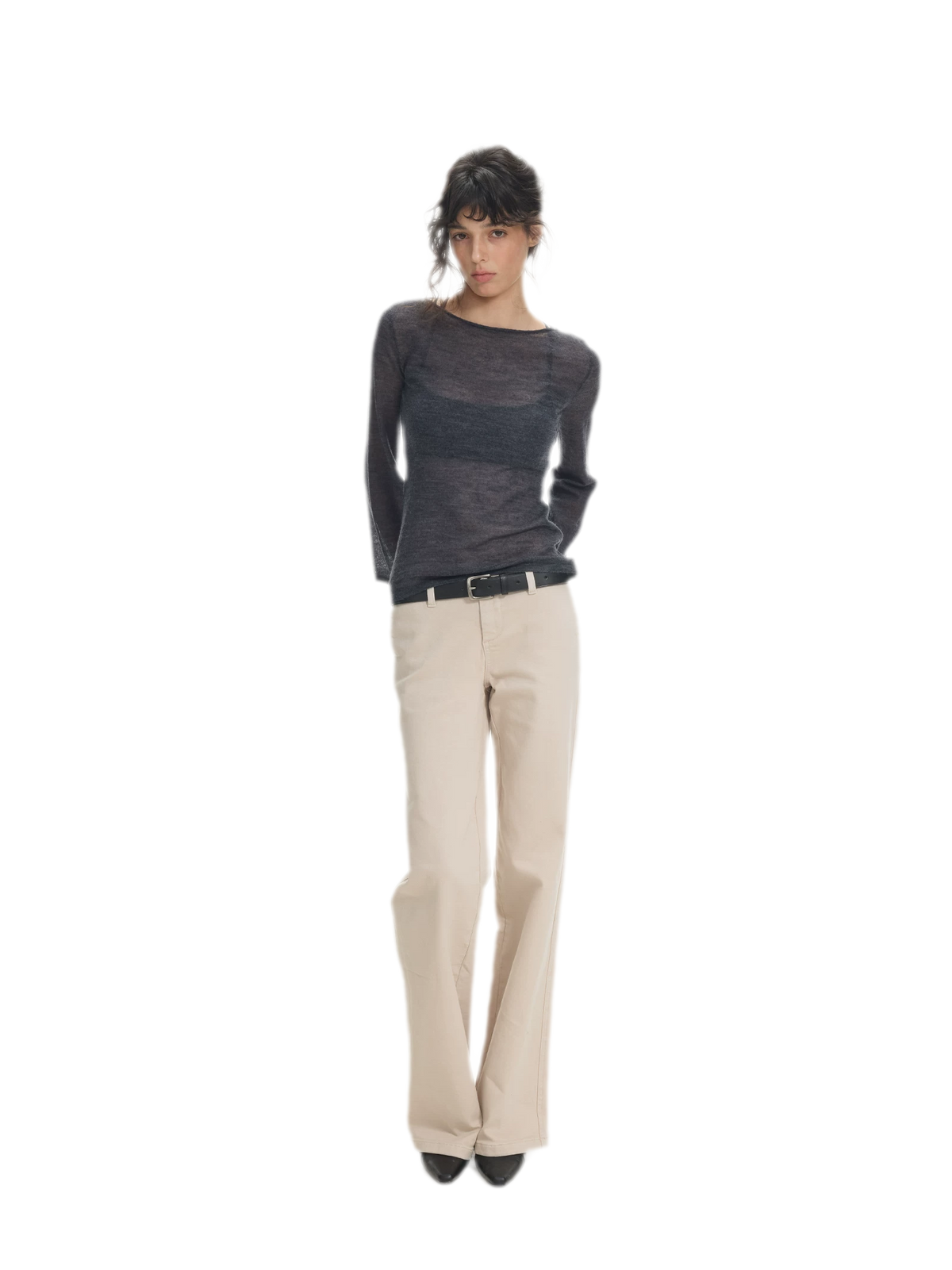 Mohair Sheer Flared Sleeve Top