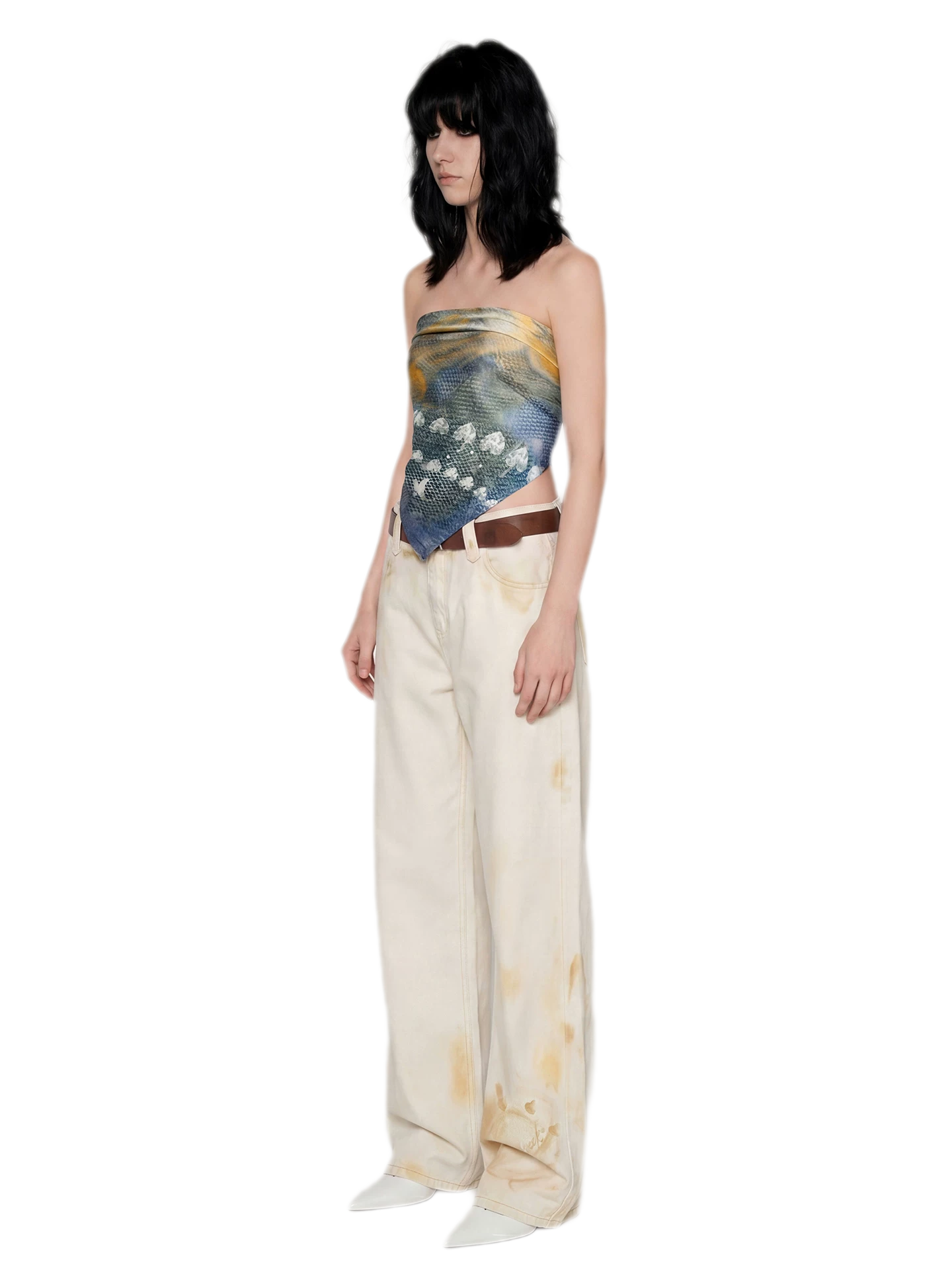 Denim Print Silk Scarf