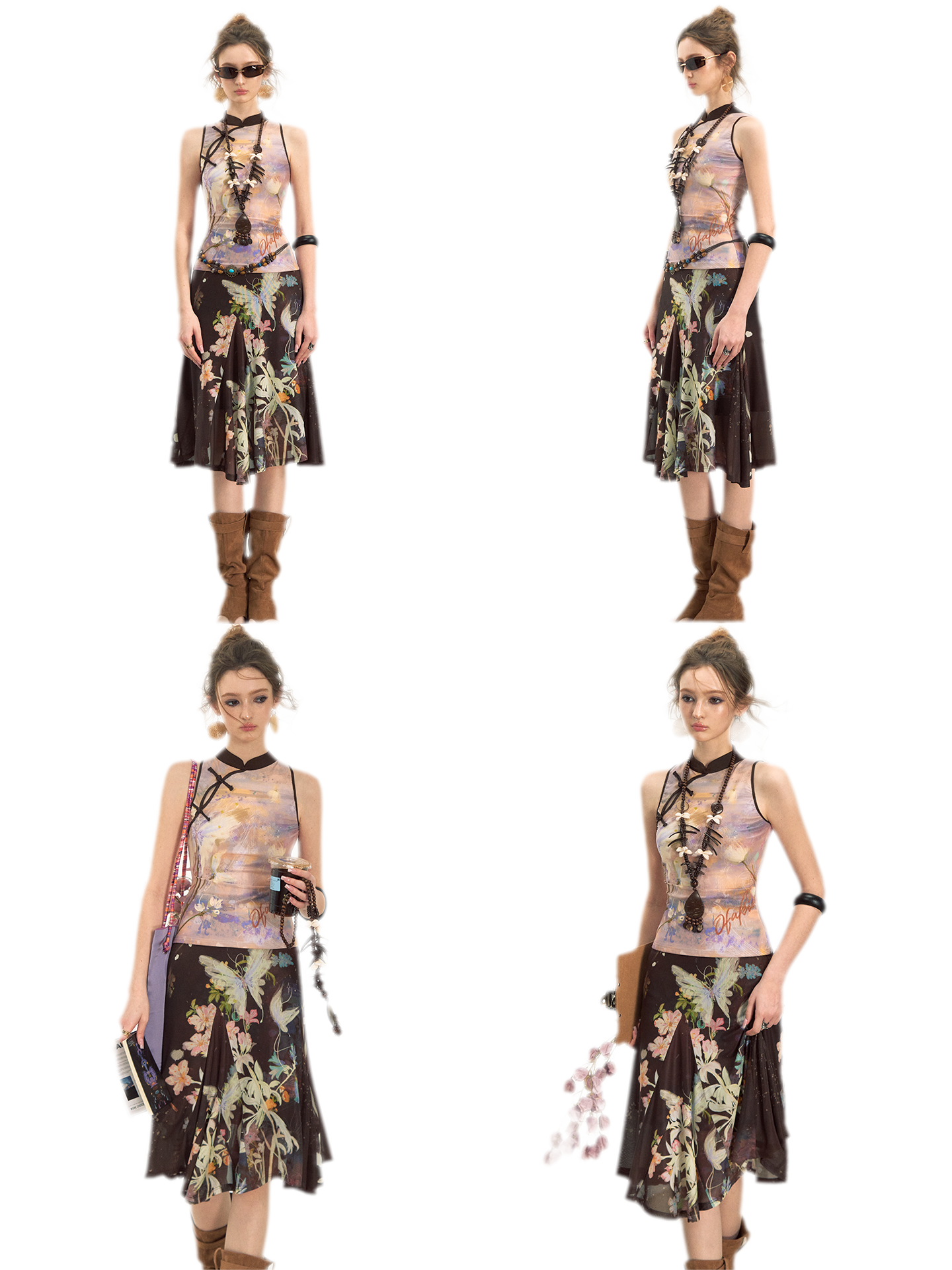 Tiger Eye Butterfly New Chinese Style Fashion Set