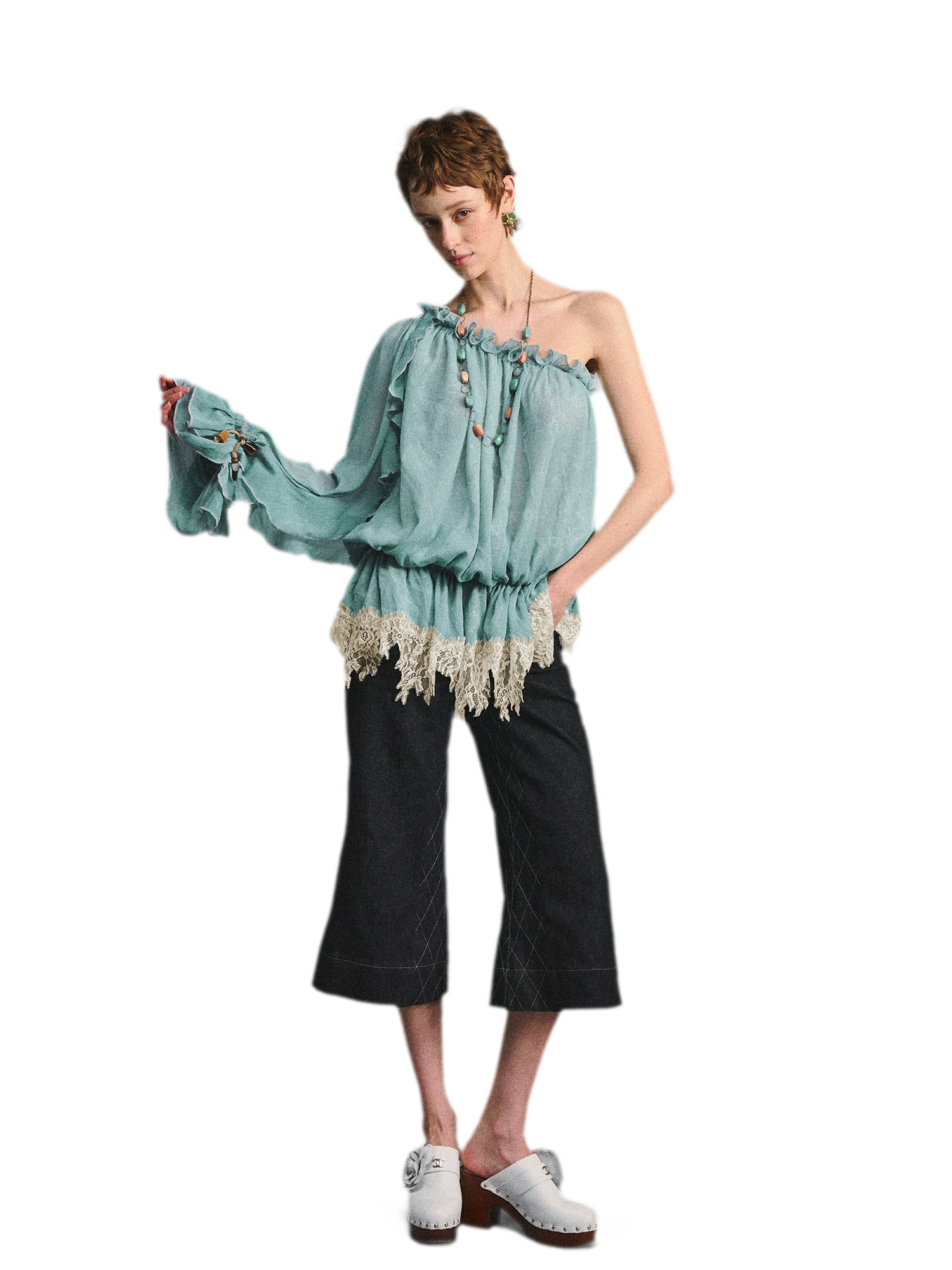 One-Shoulder Chiffon Blouse