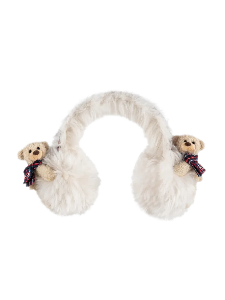 Paraorecchie in peluche a forma di orso con fiocco