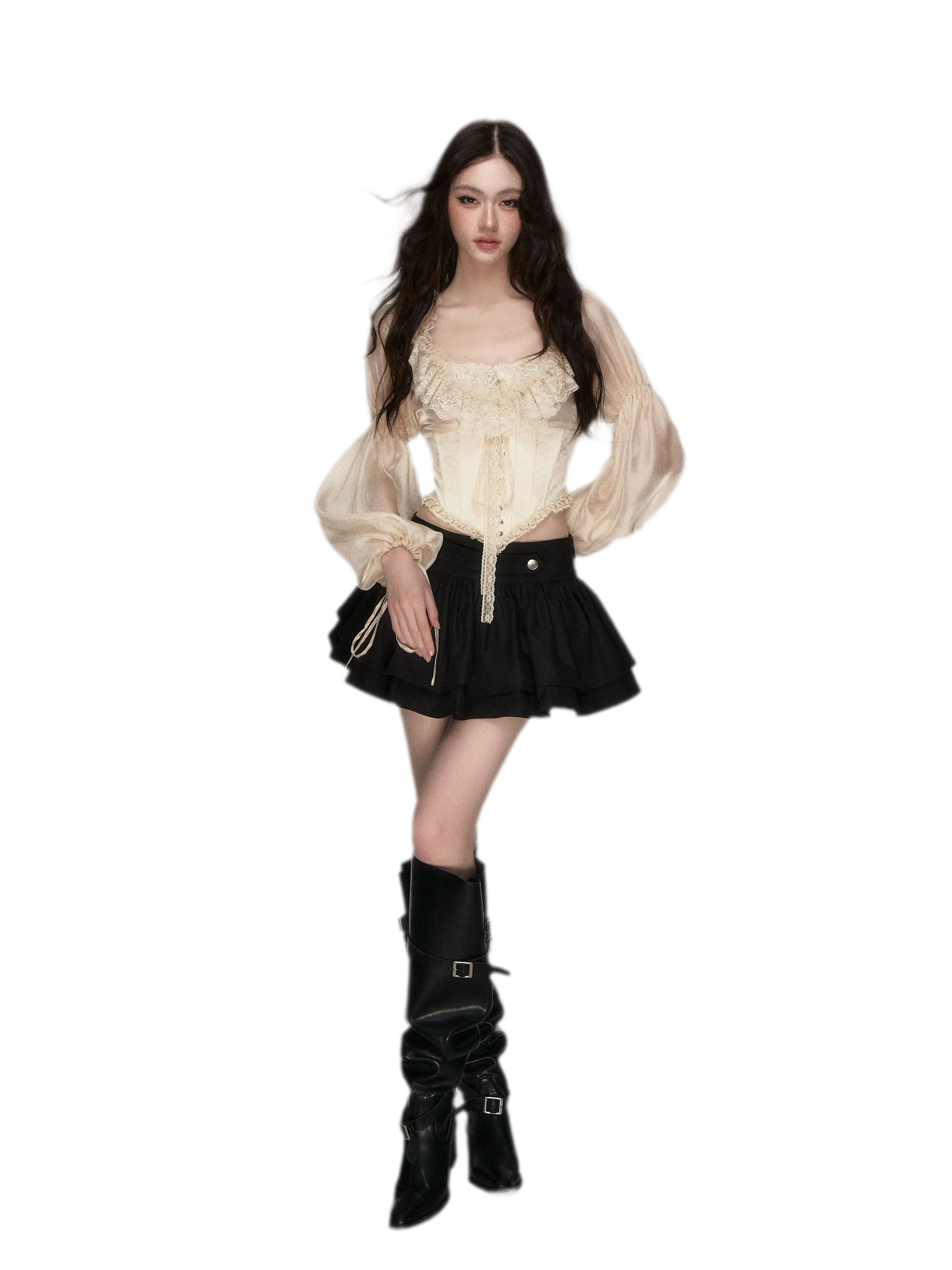 Lace Jacquard Corset Top