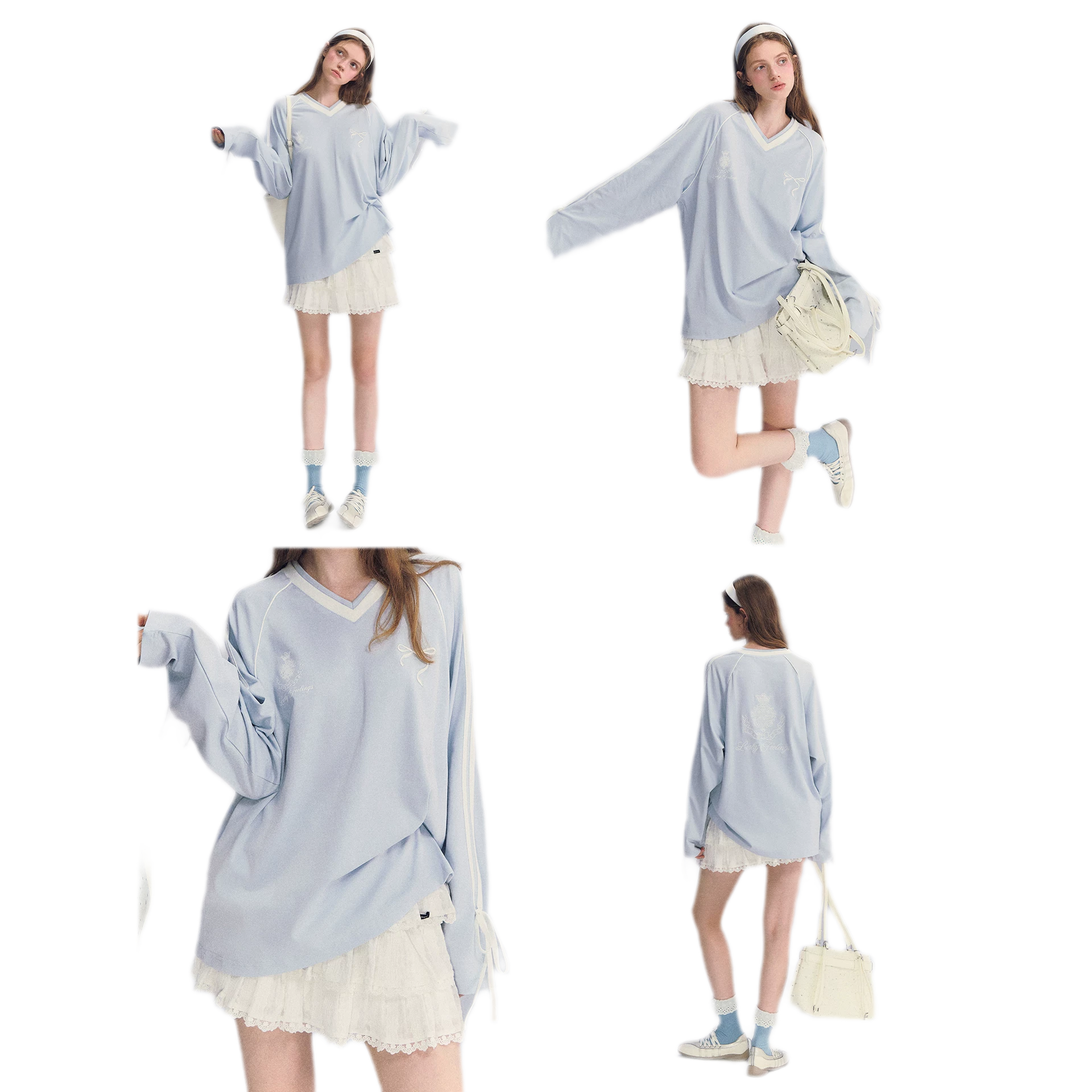Colorblock Bow Embroidered Tee