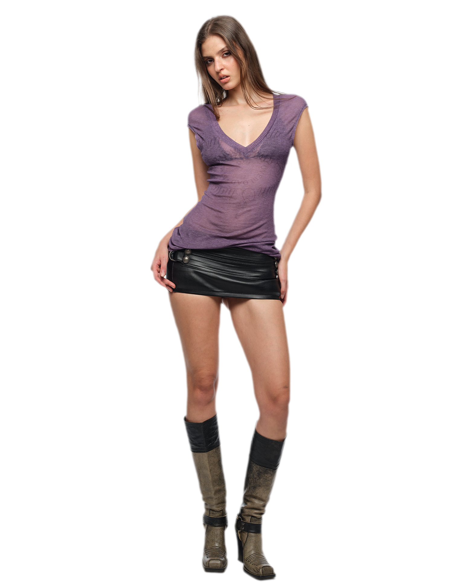 Coated Low-Rise Mini Skirt
