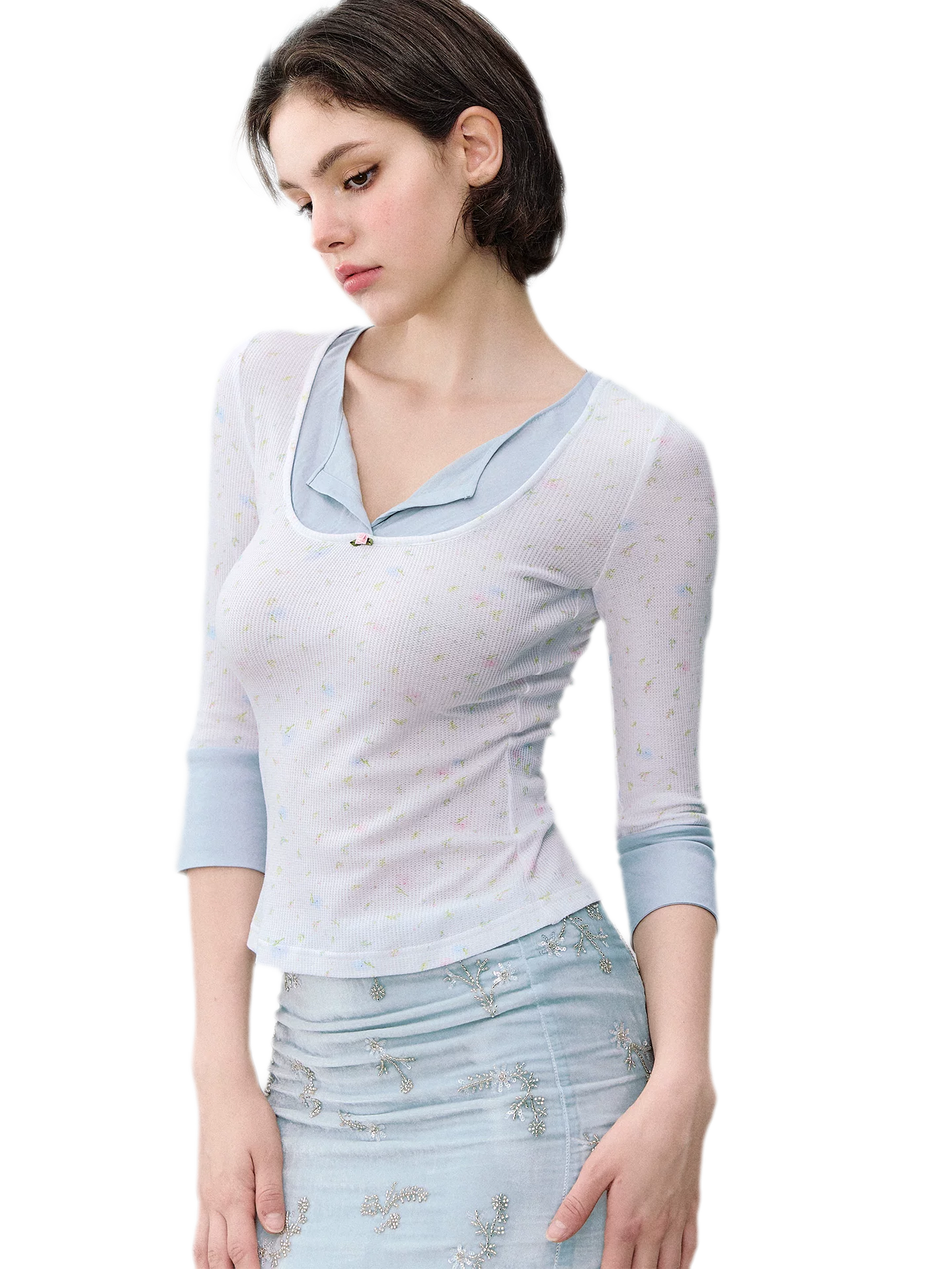Iris Print Layered T-shirt