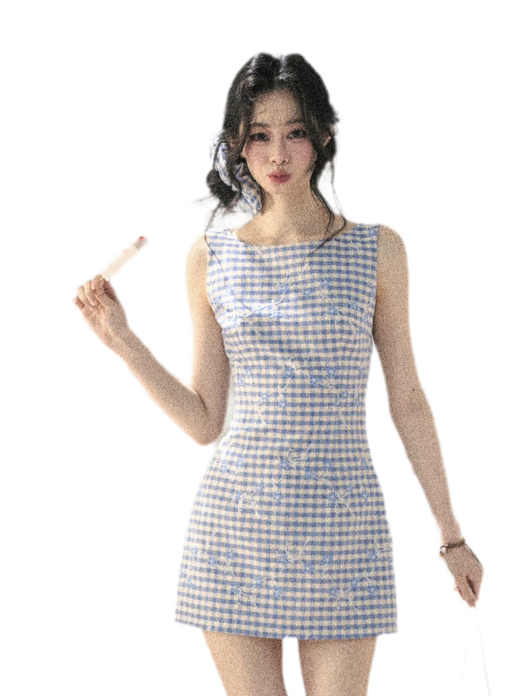 Breeze Check Embroidered Dress