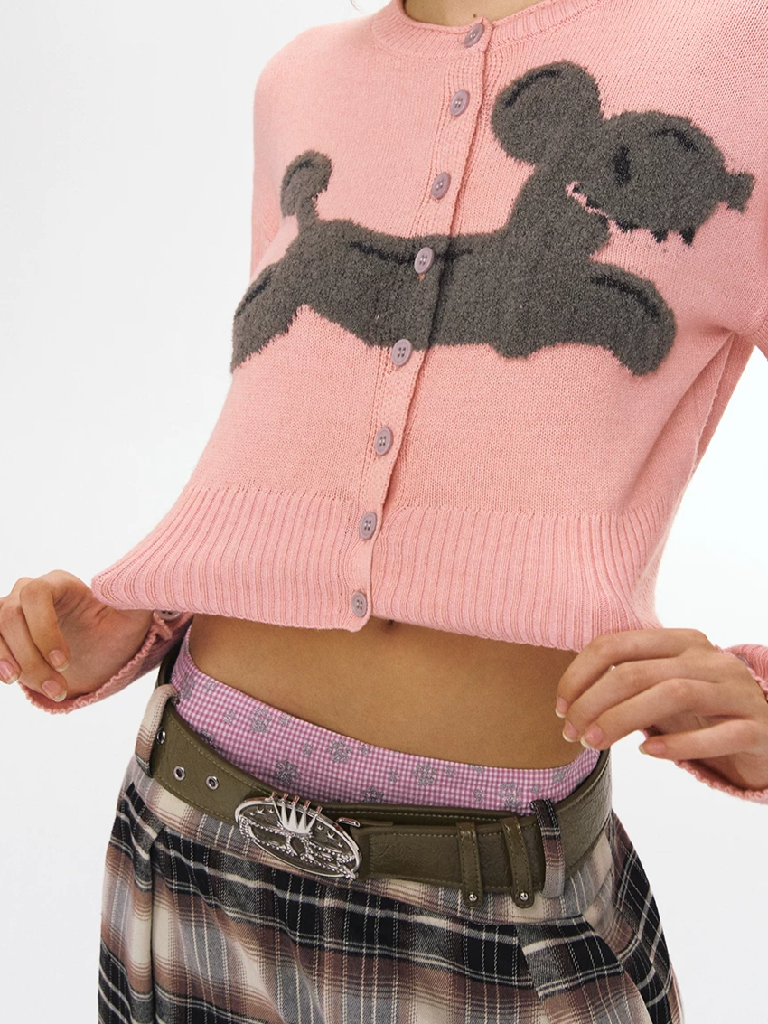 Poodle Motif Cardigan