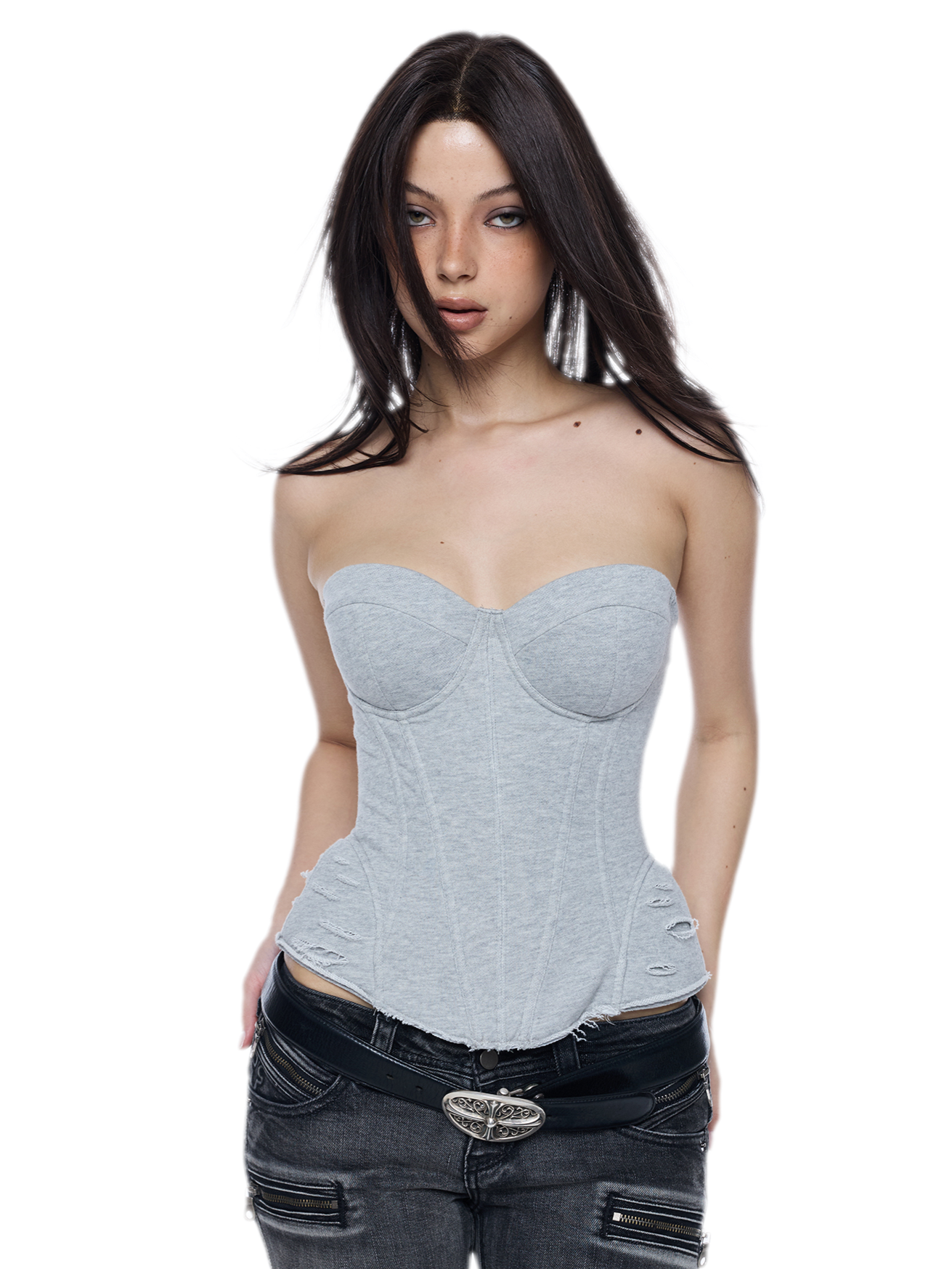 Washed Cotton Corset Bustier
