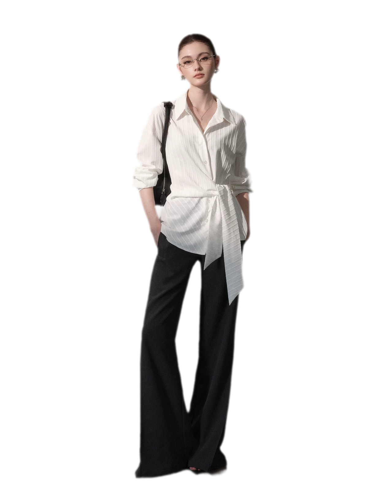 Vertical Striped Tie-Waist Shirt