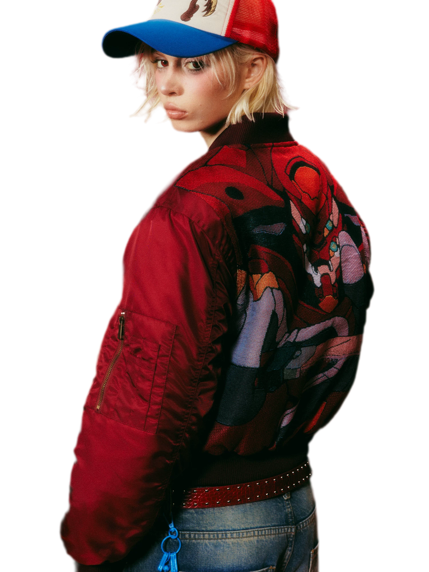 Cropped Slim-Fit Bomber Jacket