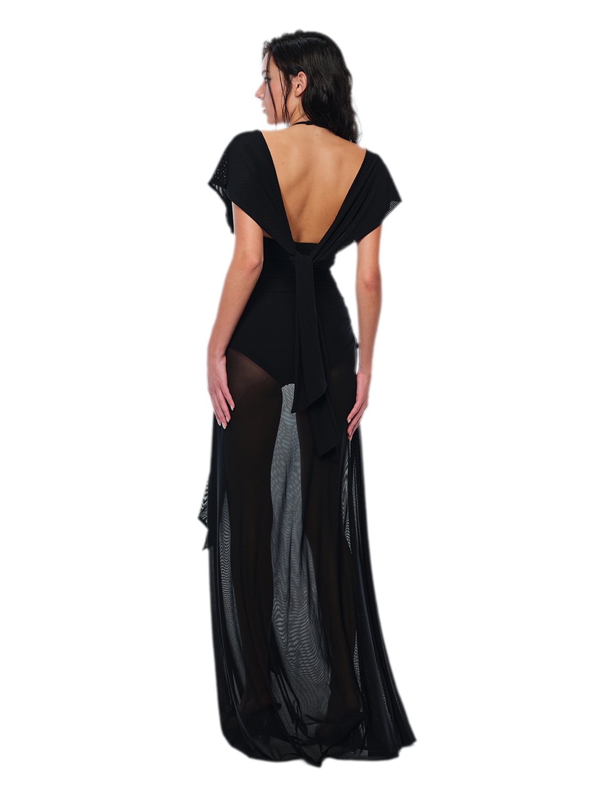 Robe en tulle transparent dos nu