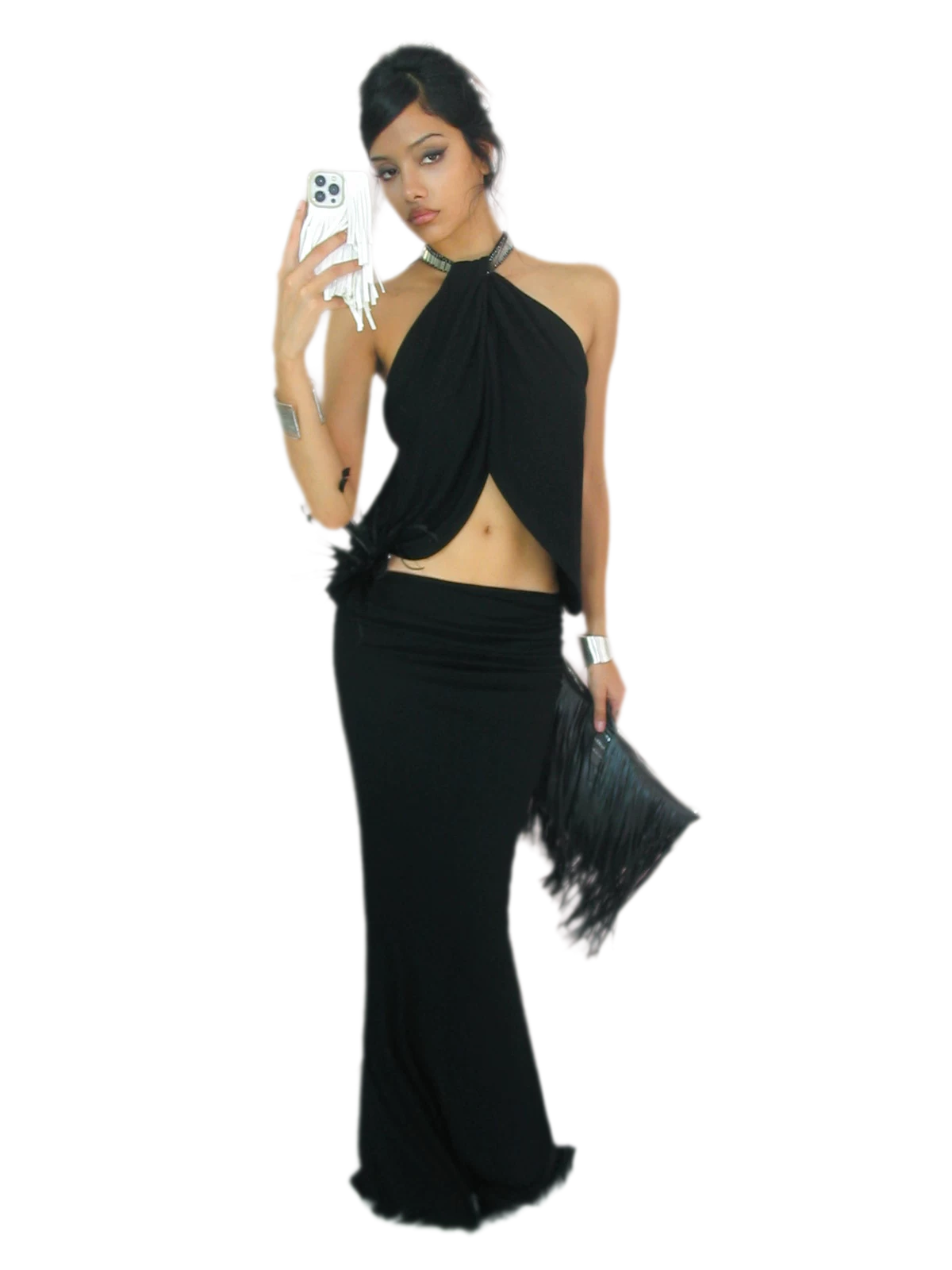 Maxikleid mit gedrehtem Neckholder und offenem Rücken