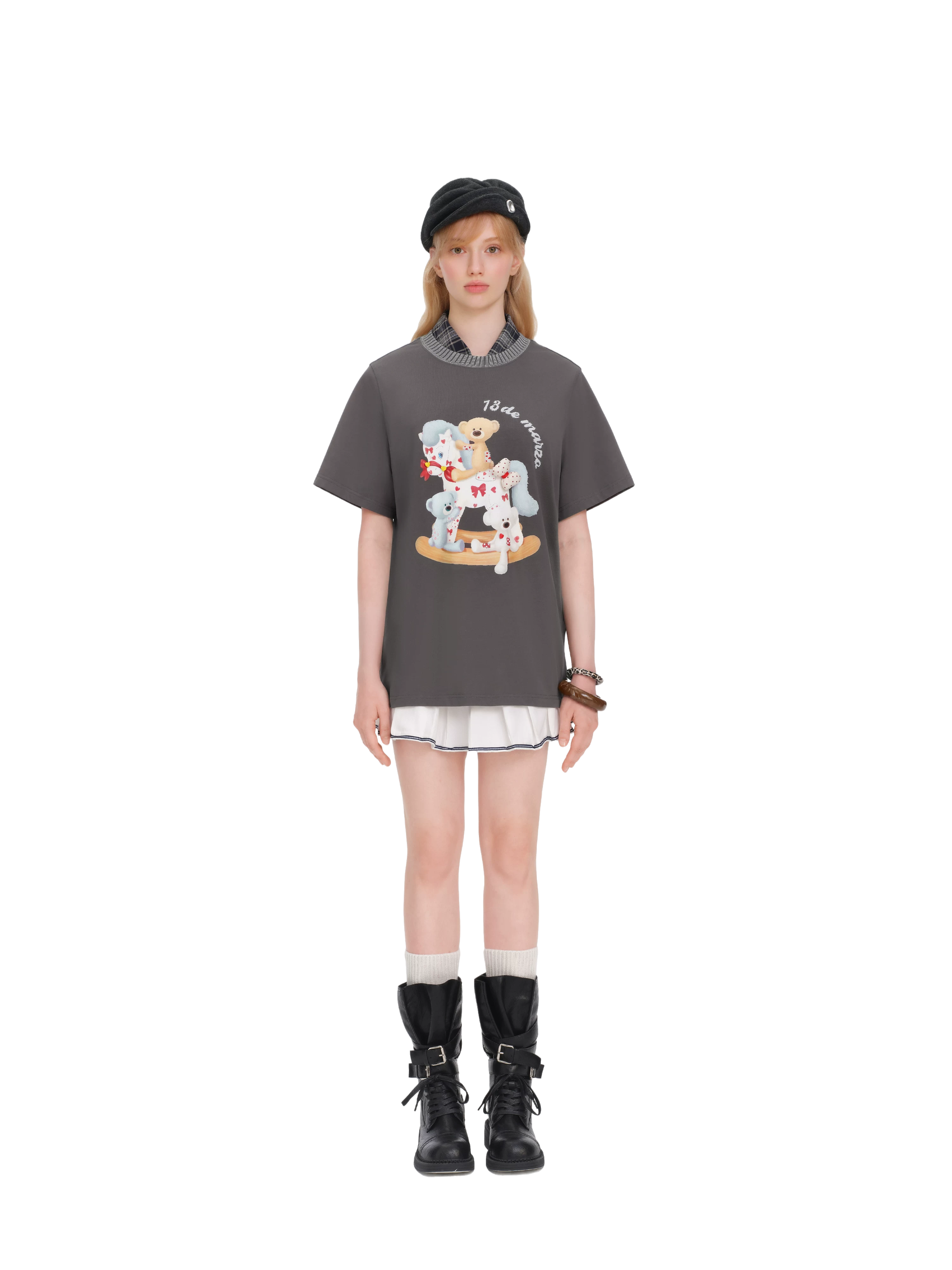 Loose Cotton T-shirt with Rocking