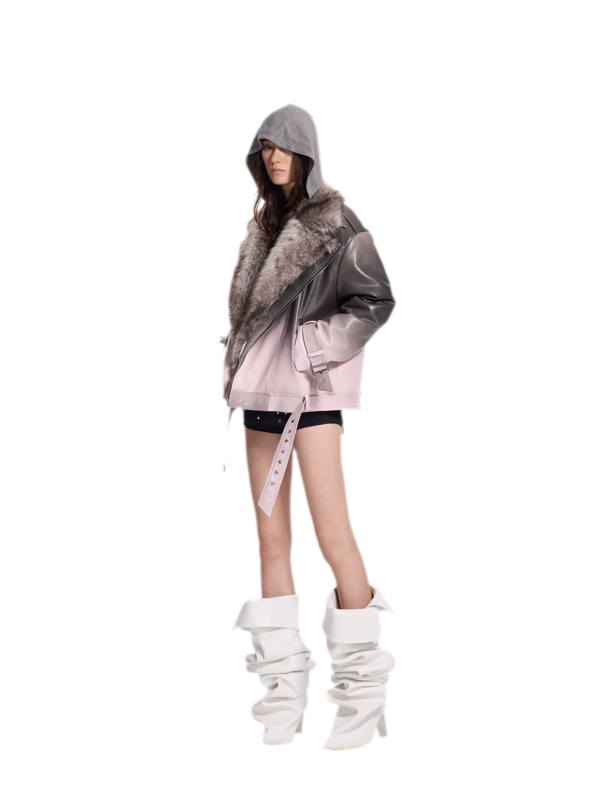 Gradient Tie-Dye Biker Jacket