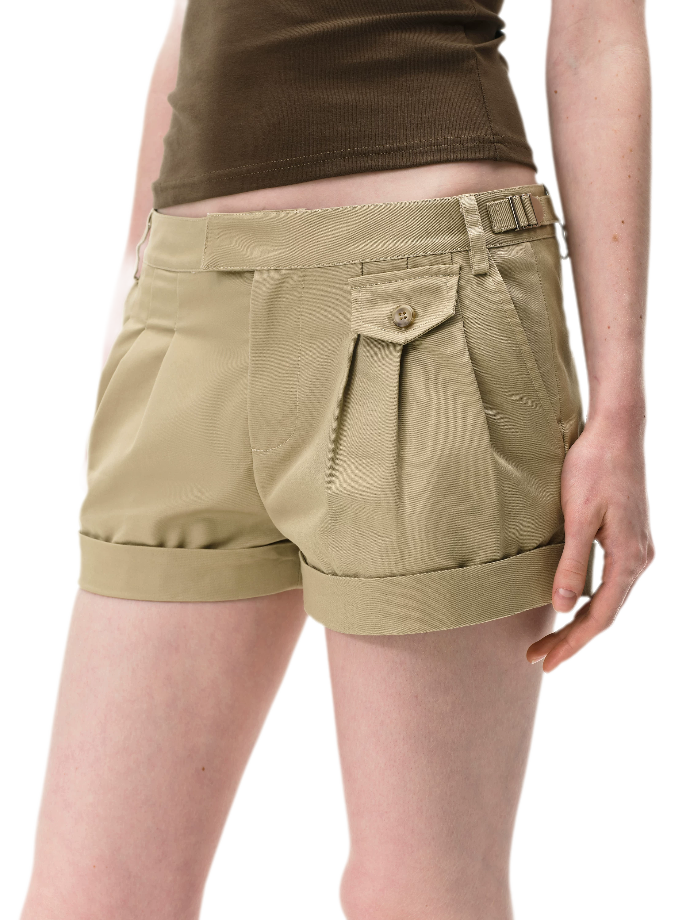 Pleated Twill Shorts