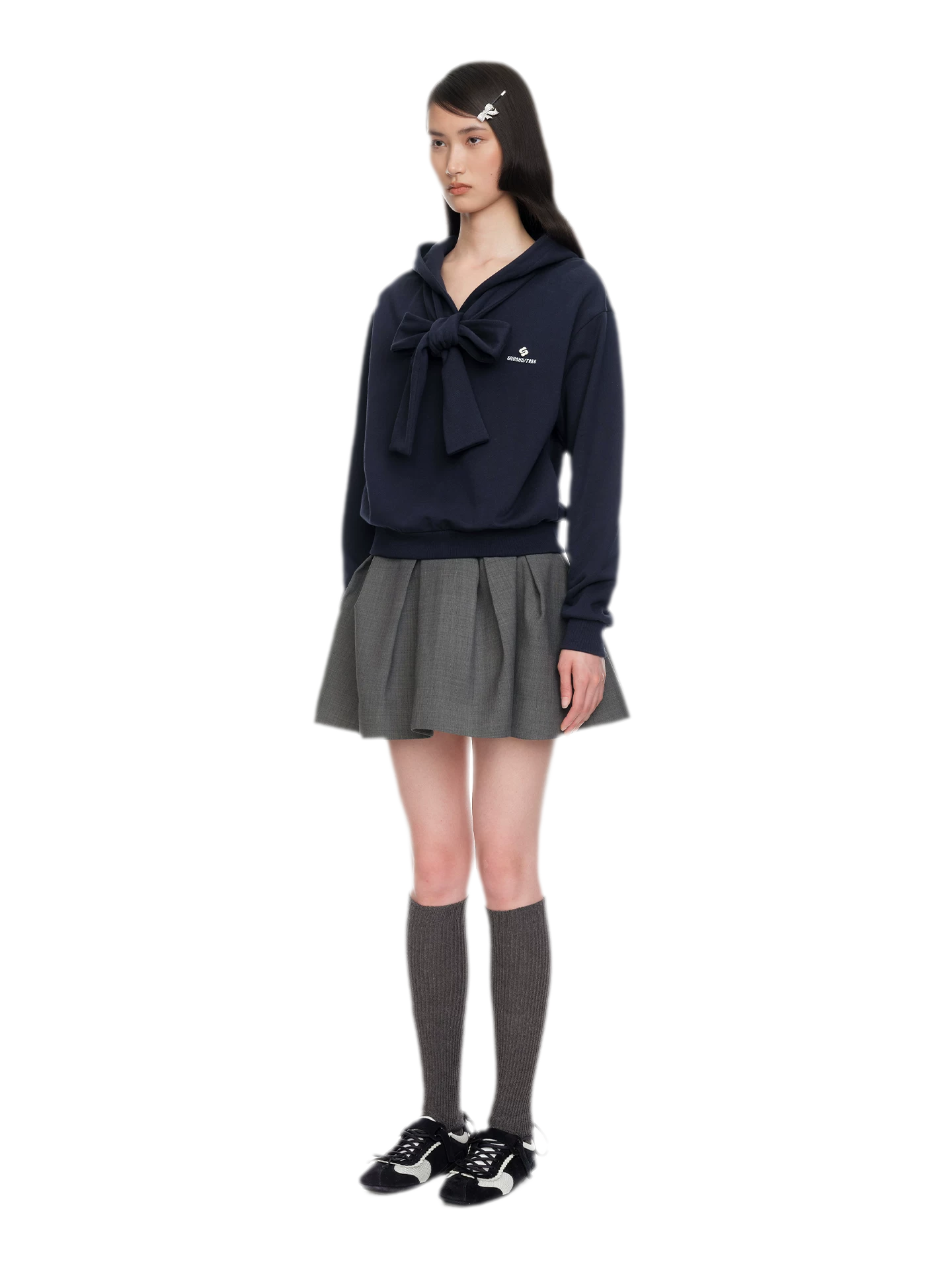 Bow Detail Cropped Hoodie