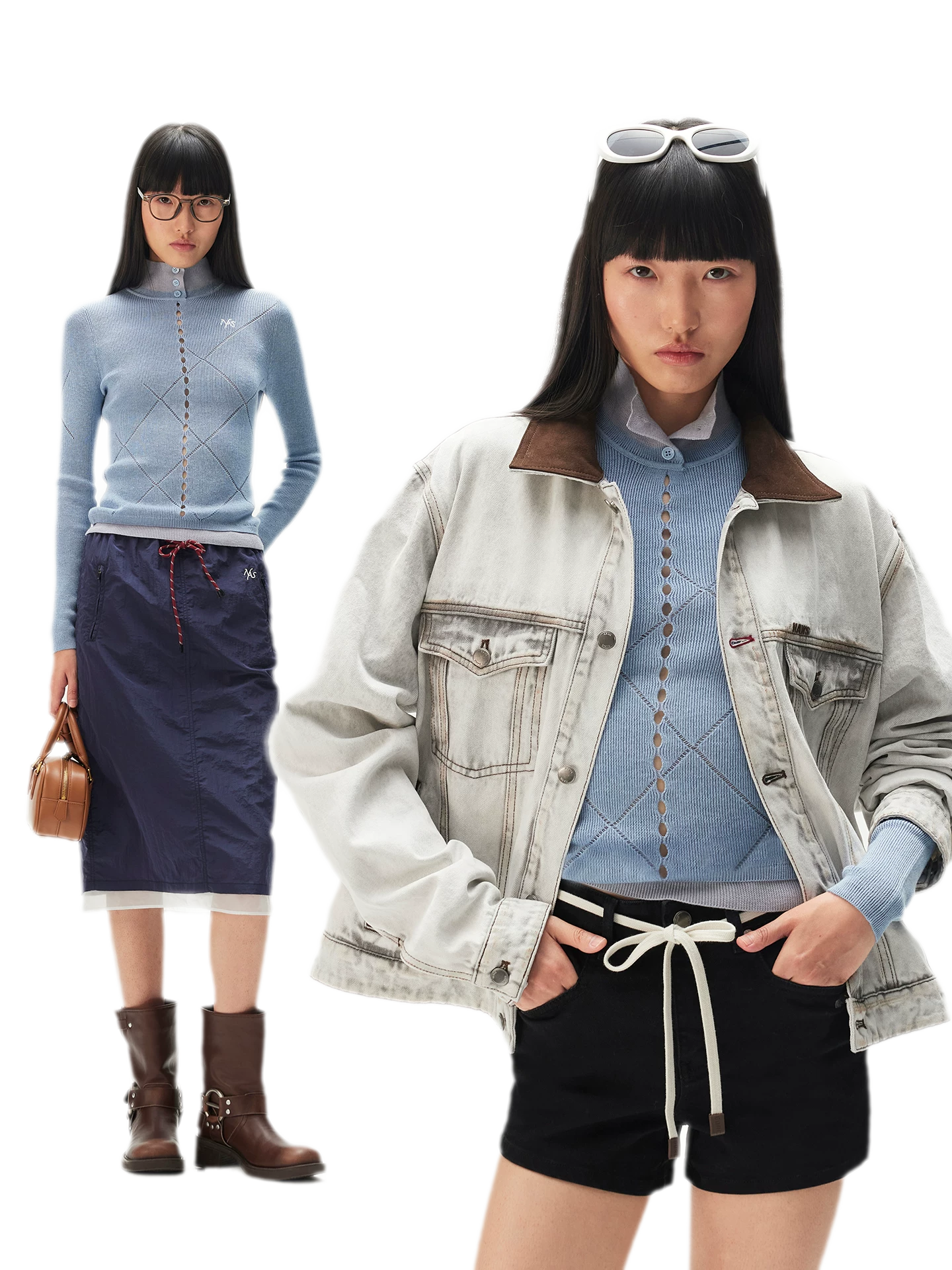 Glossy Openwork Knit Top