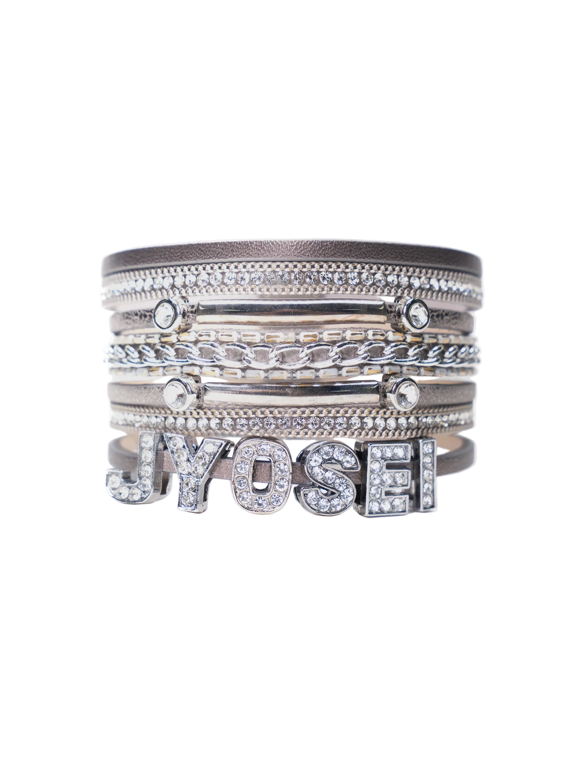 JYOSEI Rhinestone Leather Bracelet – Gray (Pre-sale)