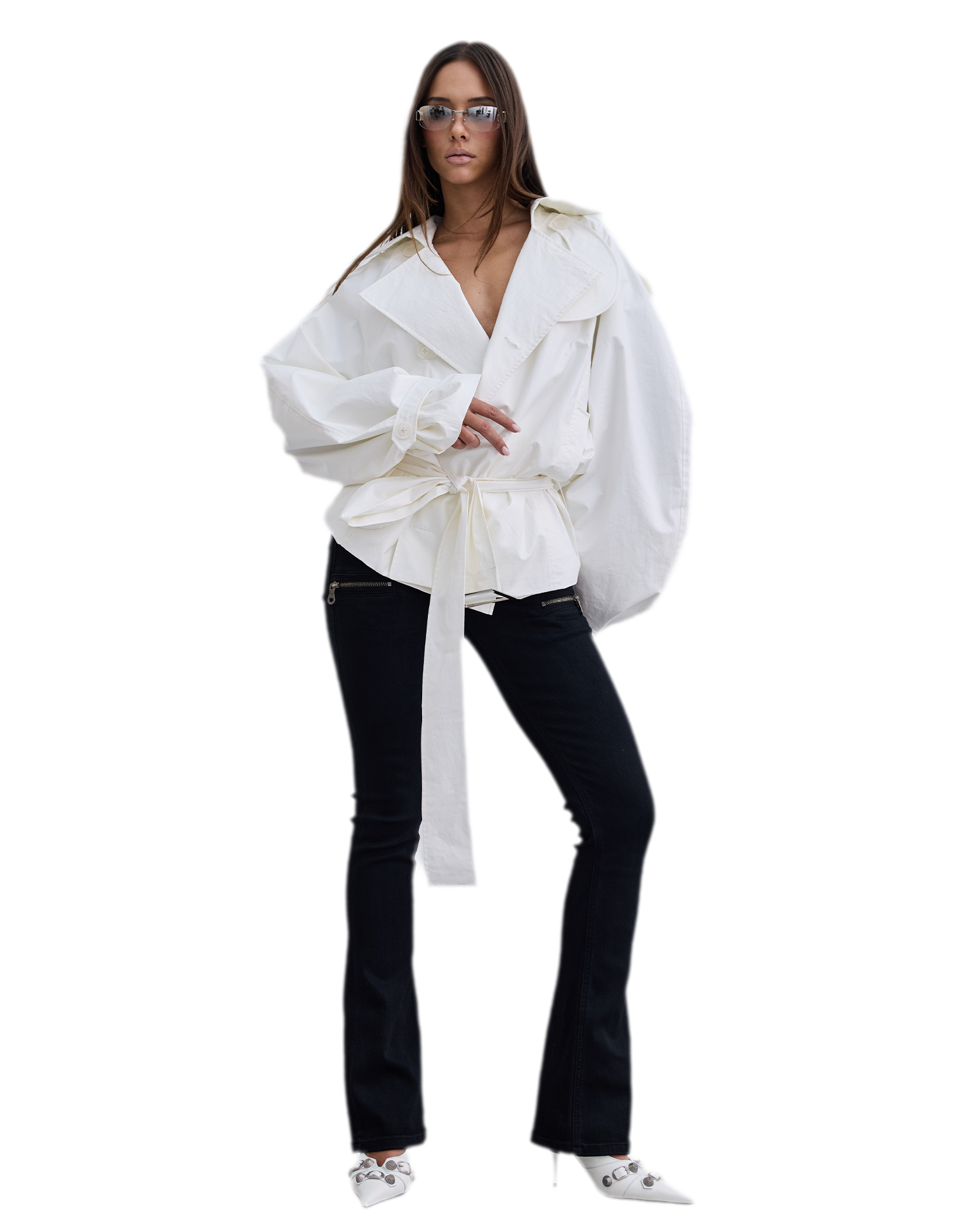 Waxed Slim Flare Jeans