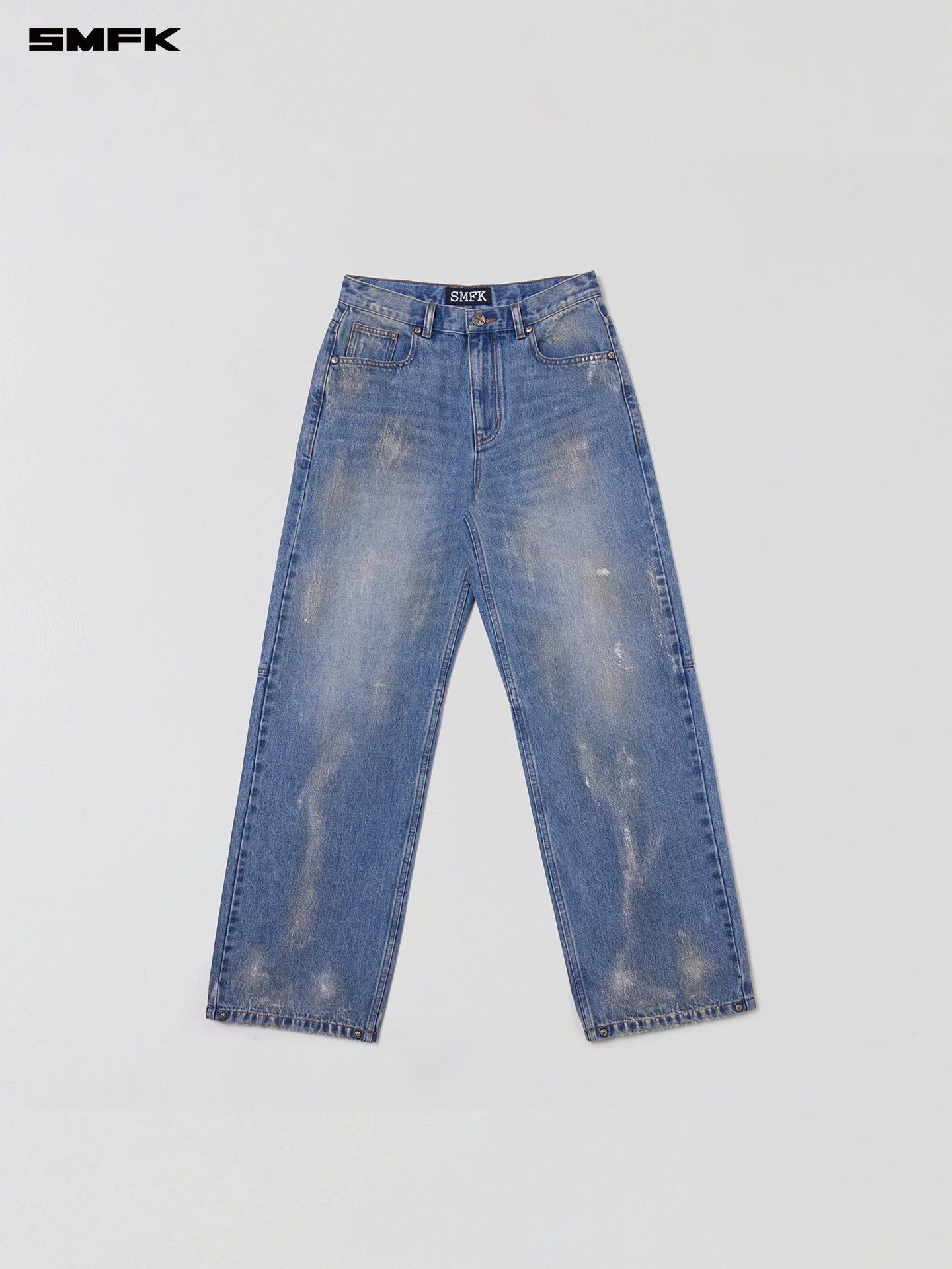 Cross Statue Tide Wide Straight Denim Jeans