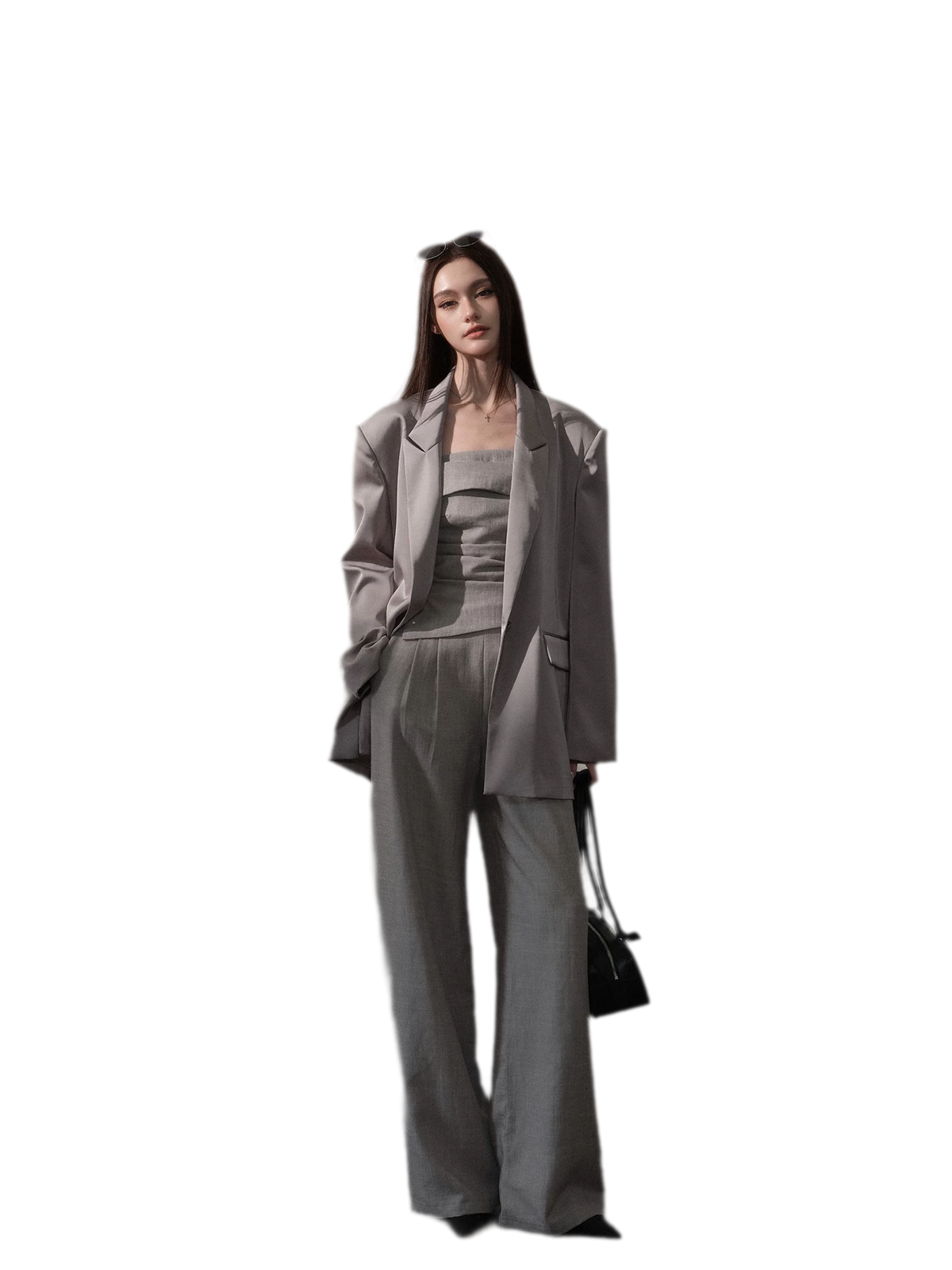 Lined Three-Button Bandeau Jumpsuit