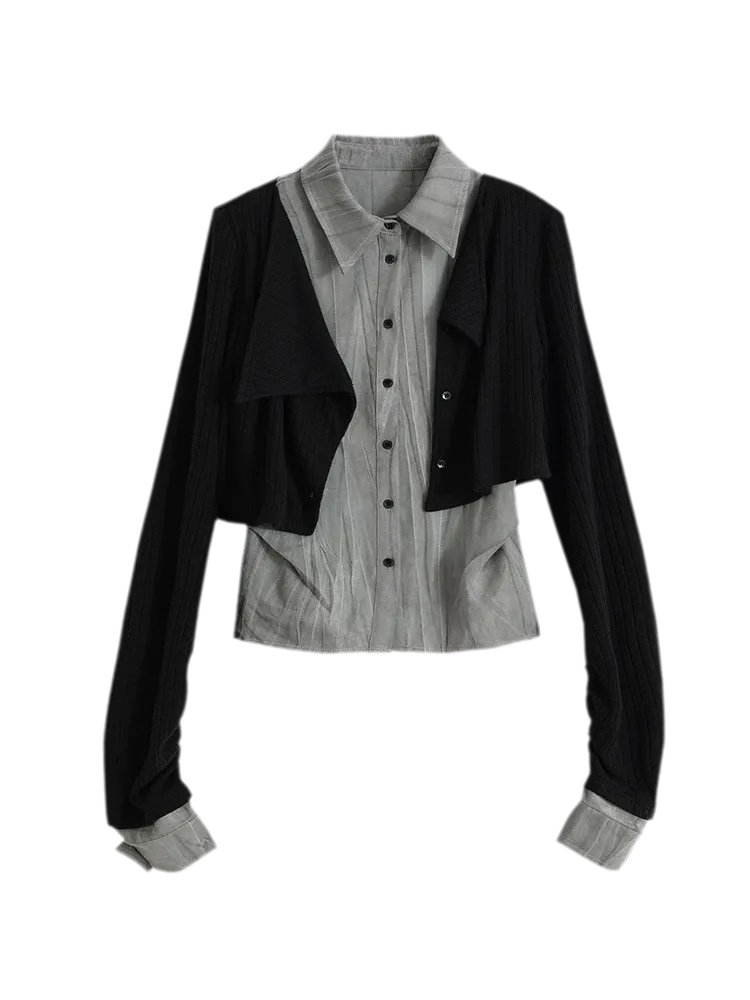 Faux Layered Patchwork Shirt