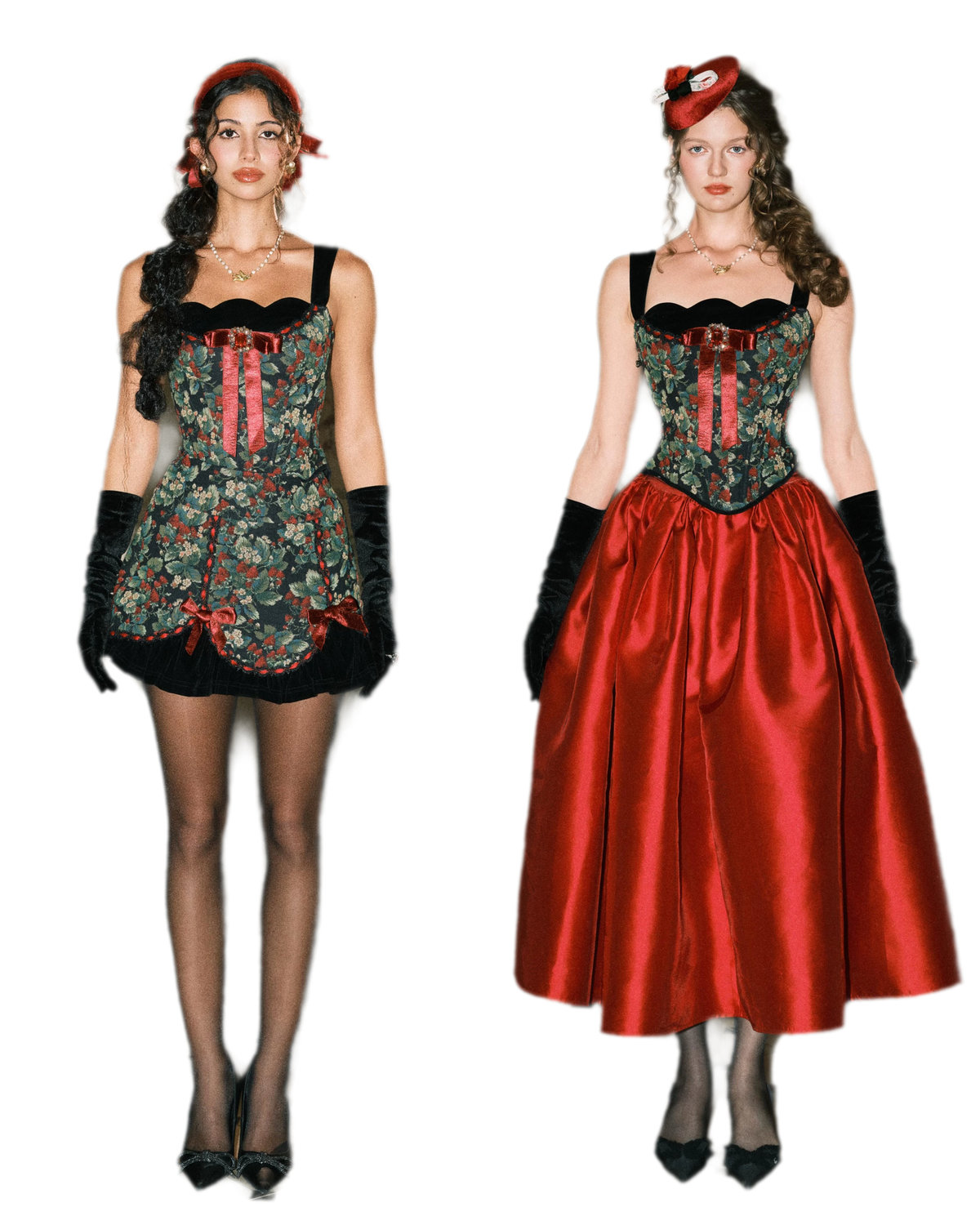 Floral Jacquard Corset Dress