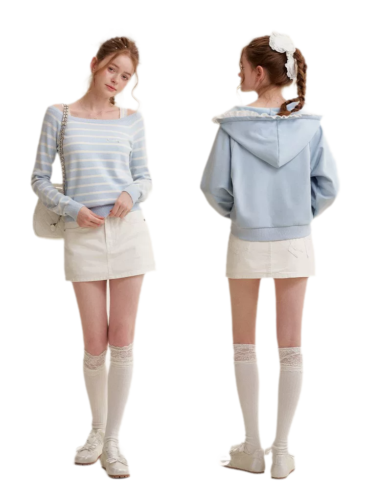 Bow A-Line Denim Skirt