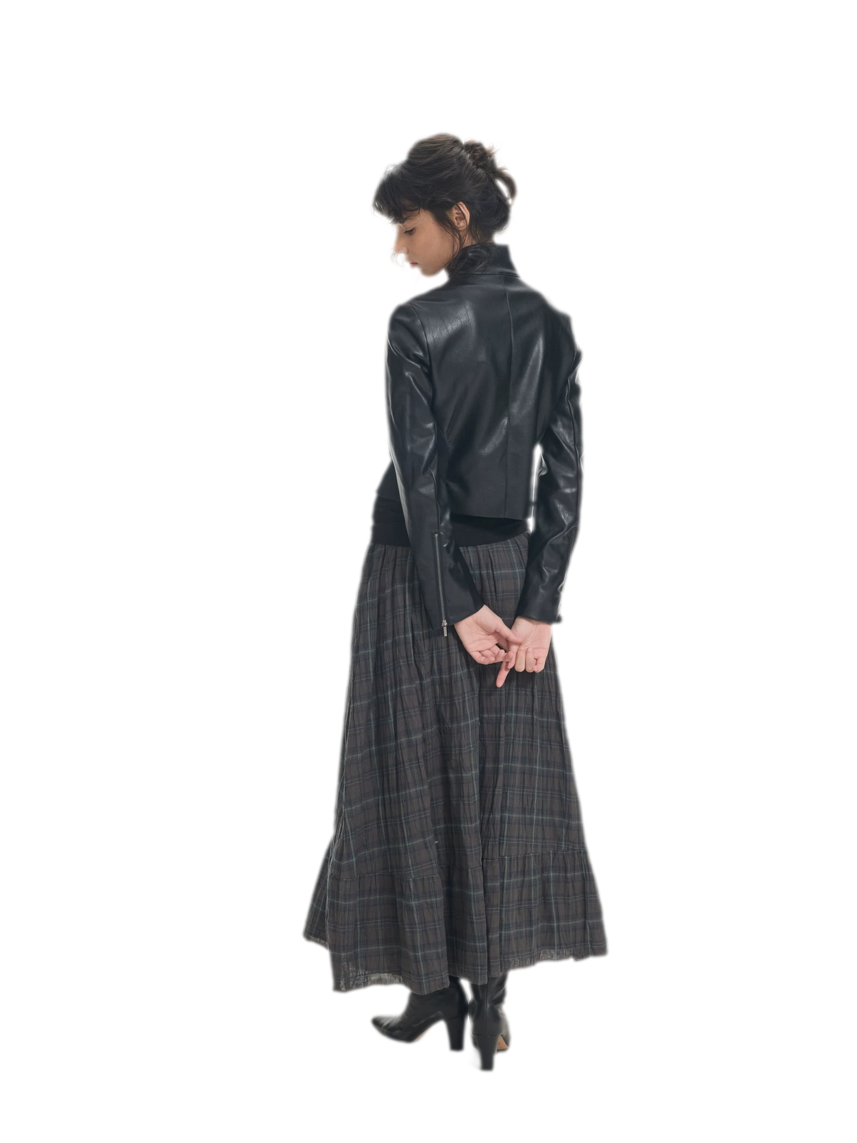 Faux Leather Slim Short Jacket