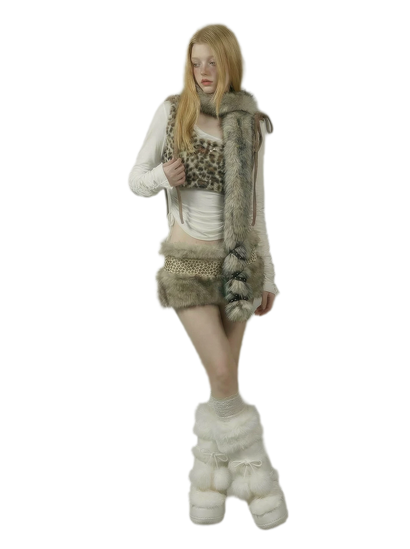 Layered Faux-Fur Statement Scarf