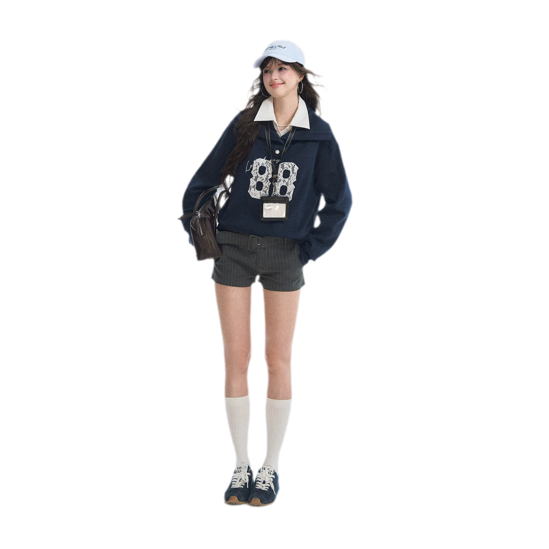 Lace Appliqué Cropped Sweatshirt