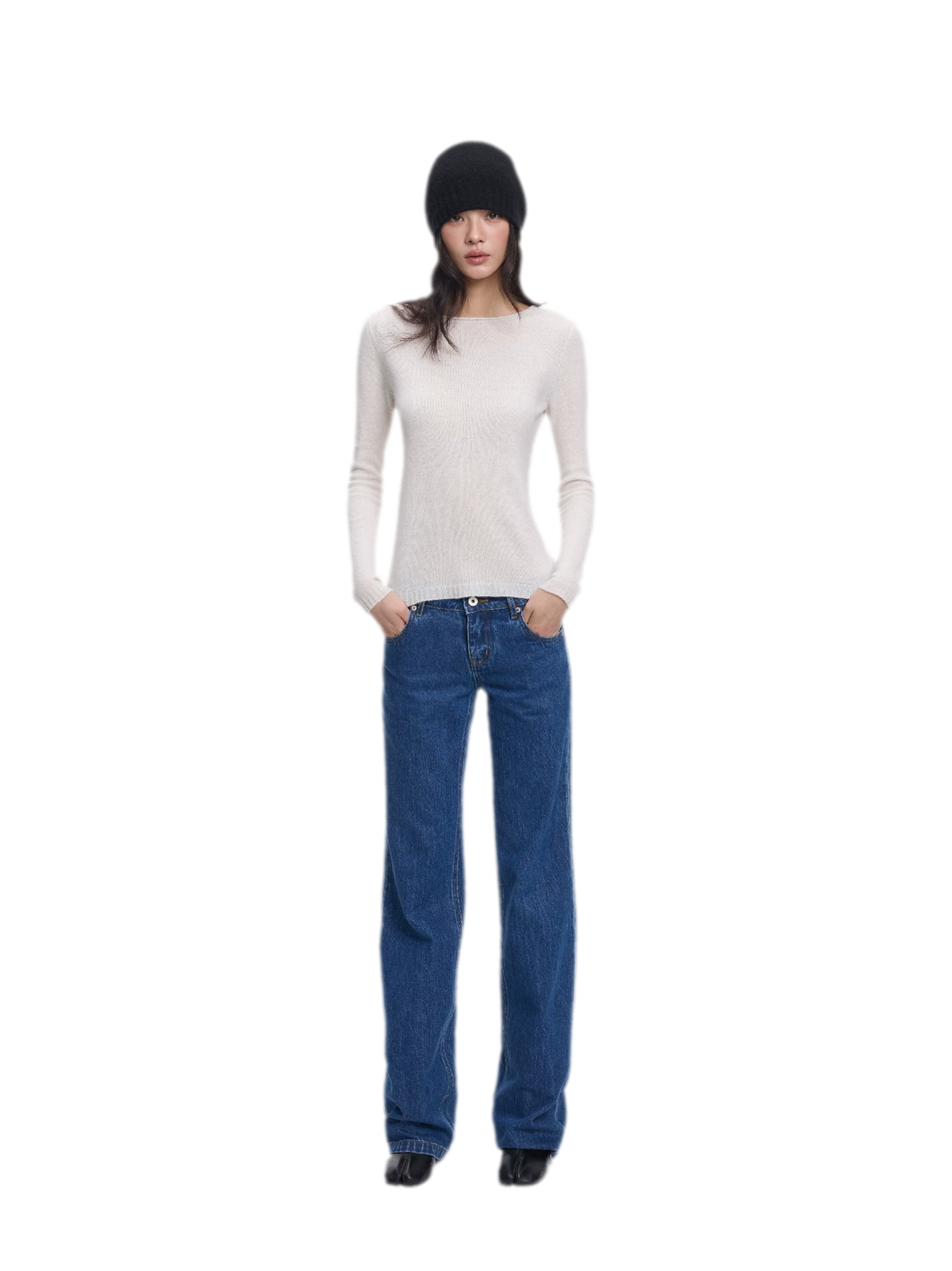 Quần jean ống đứng cạp vừa giặt màu