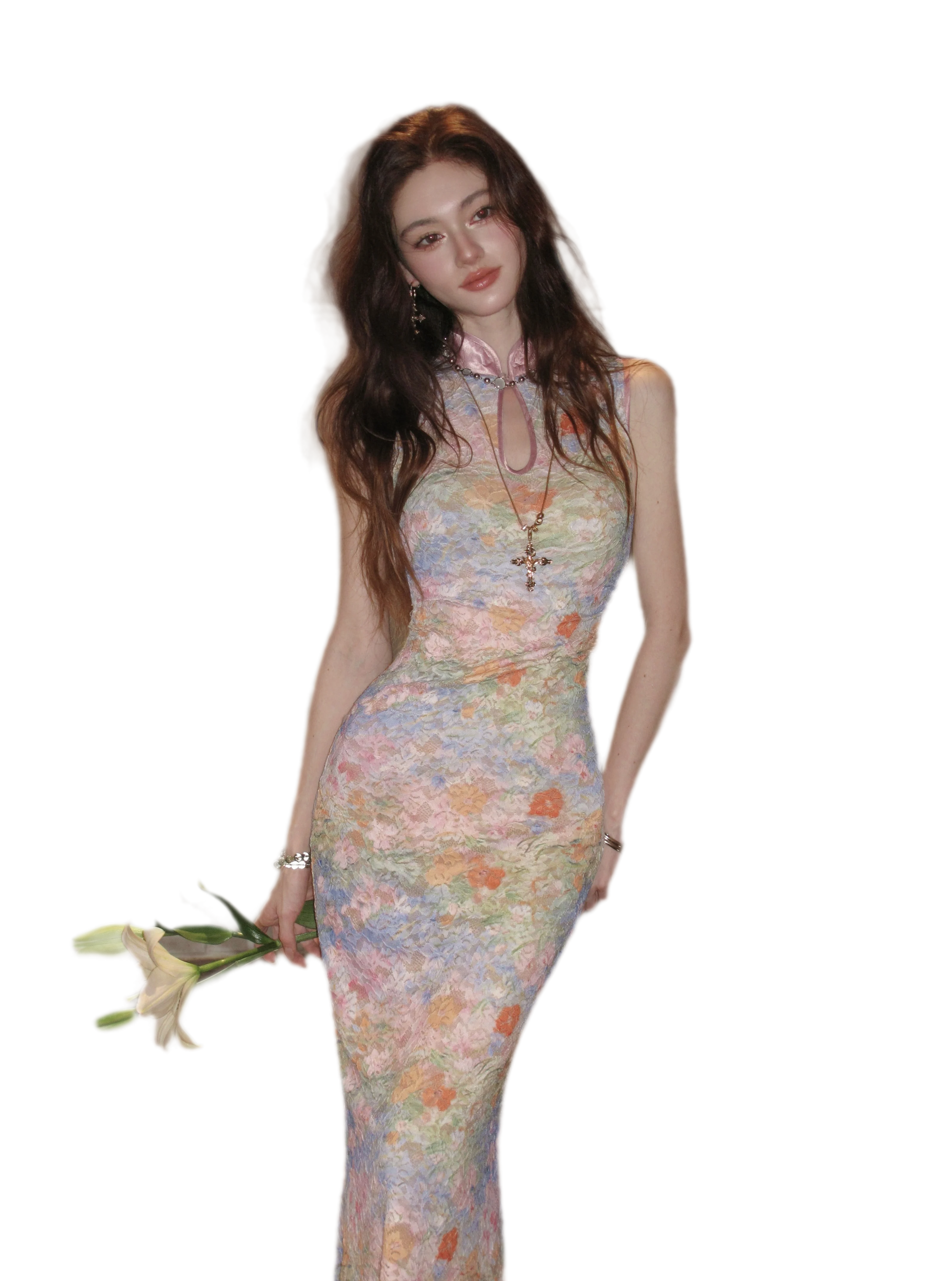 Spring Oil Painting Qipao Dress