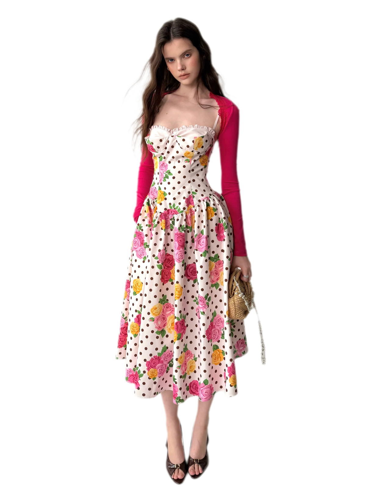 Lyocell Polka Dot Midi Dress