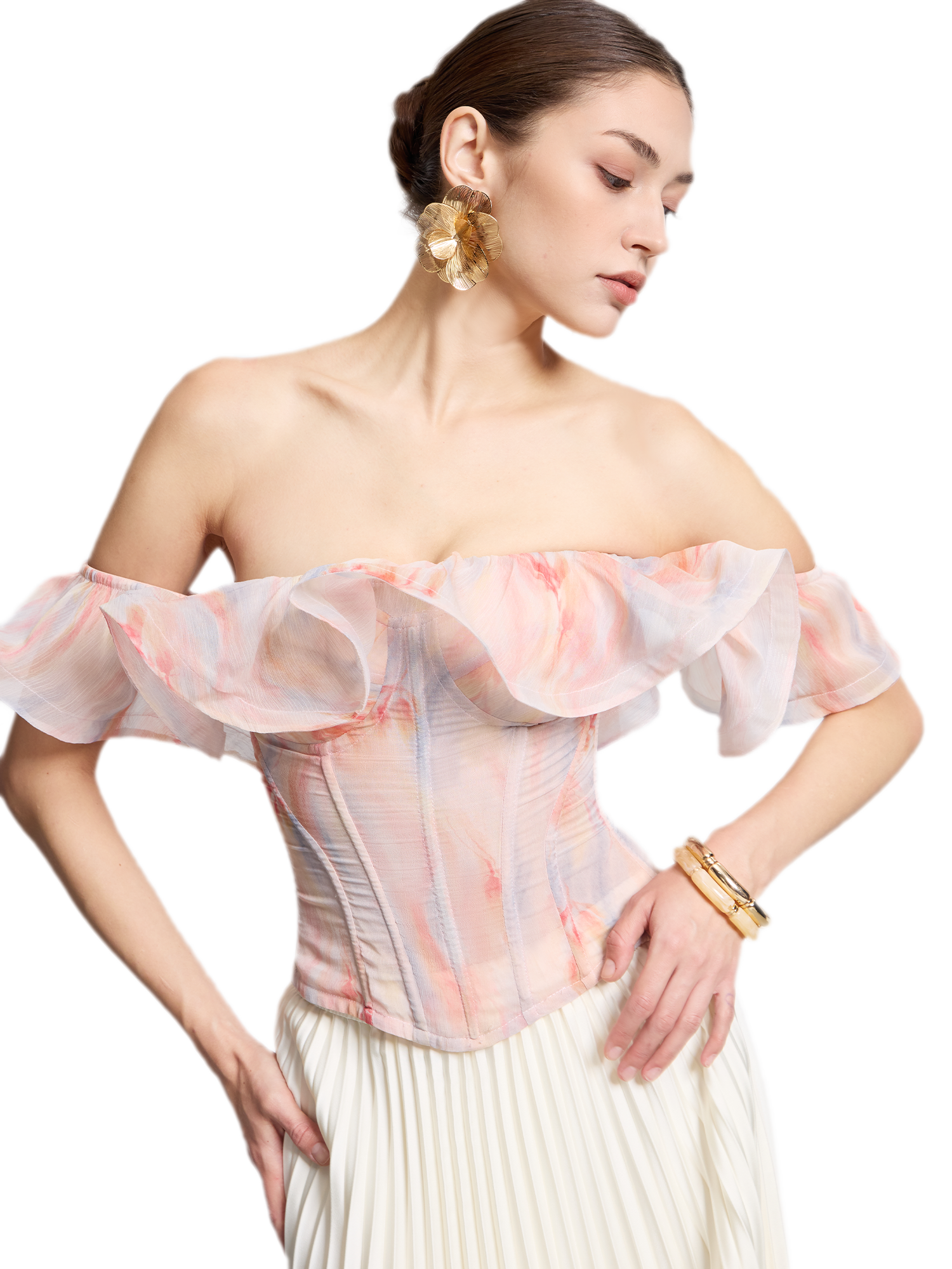 Rainbow Ruffle Corset Bustier